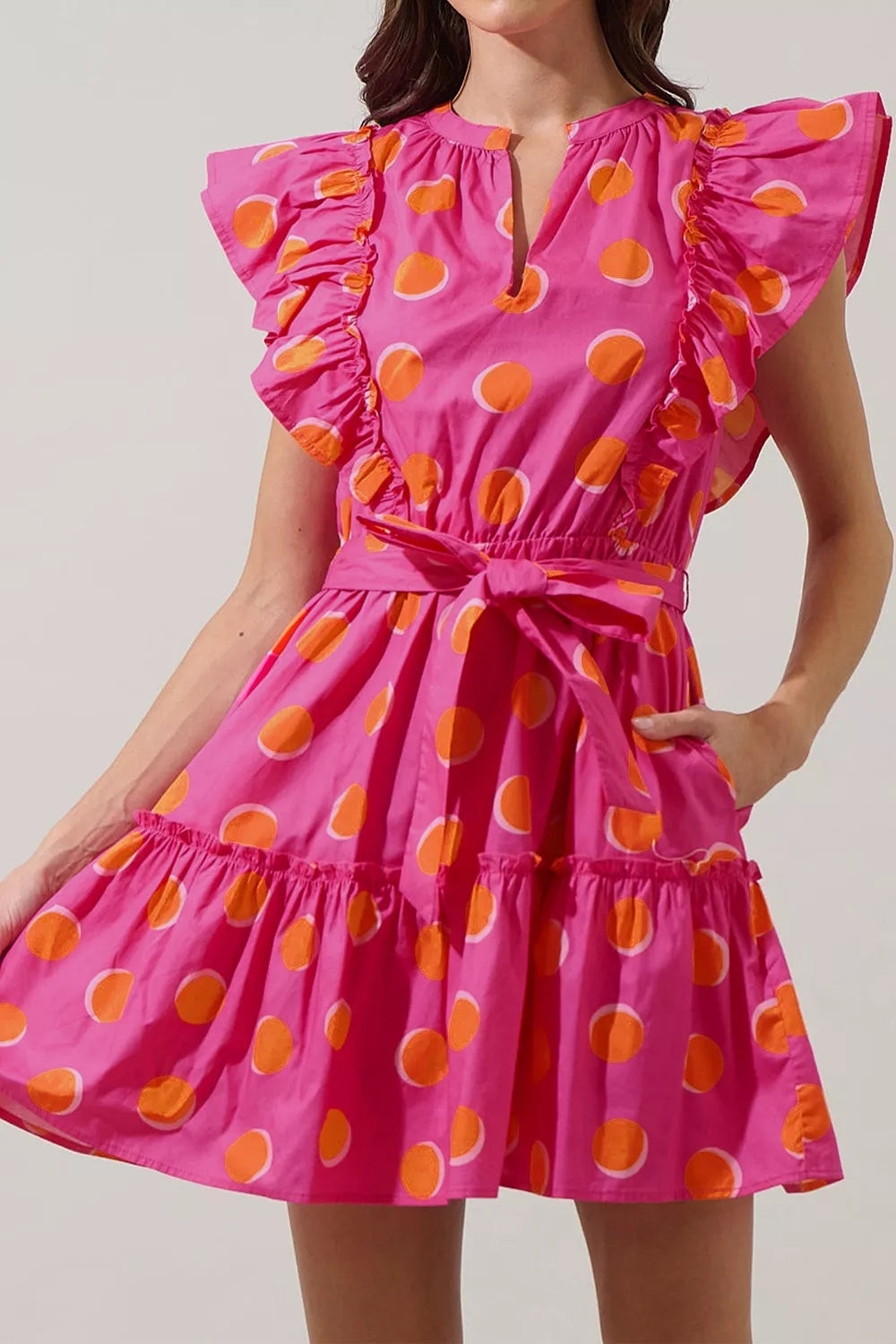 Ruffle Sleeve Polka Dot Mini Dress