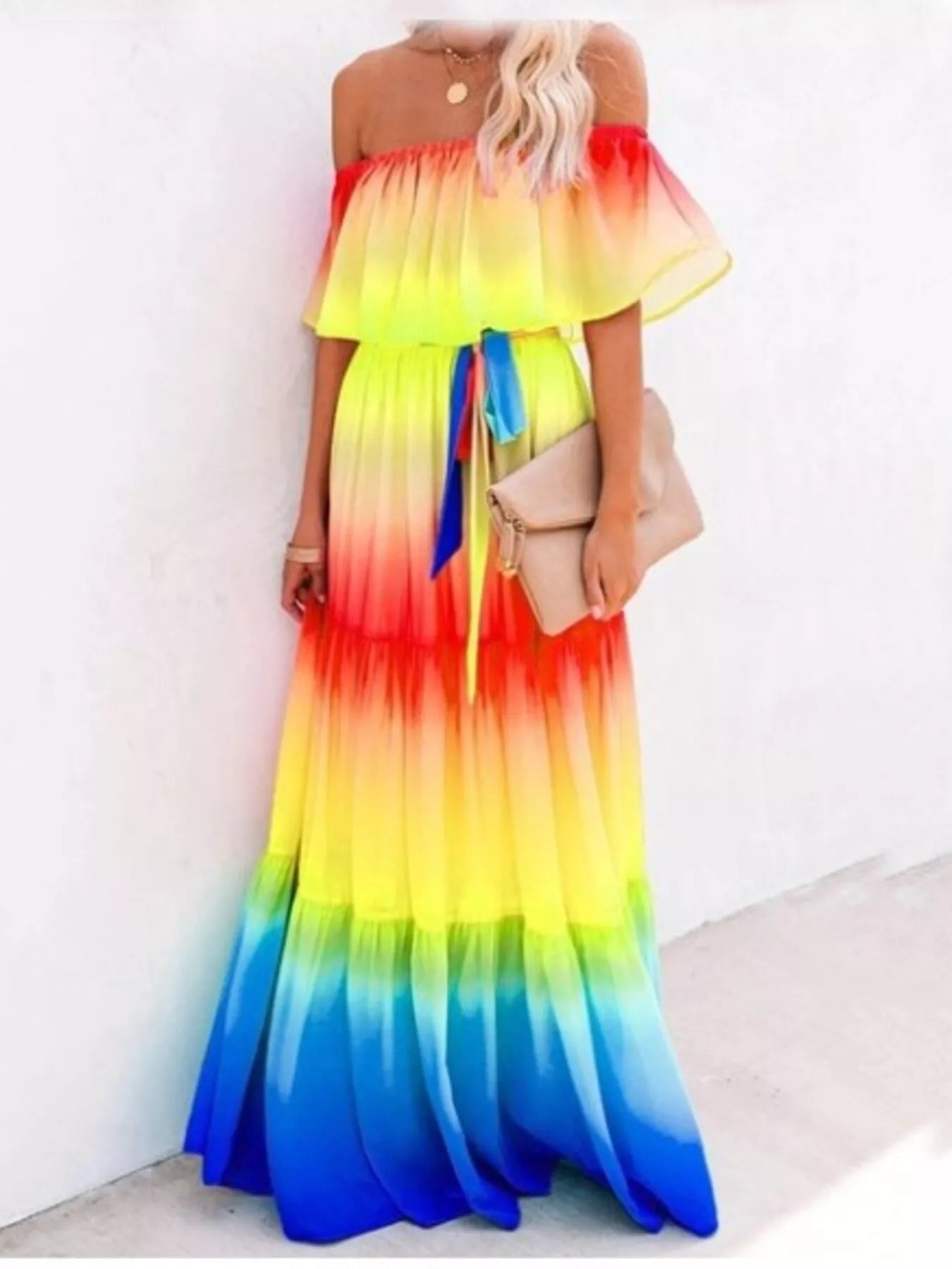 Full Size Off-Shoulder Tiered Maxi Dress Plus Size