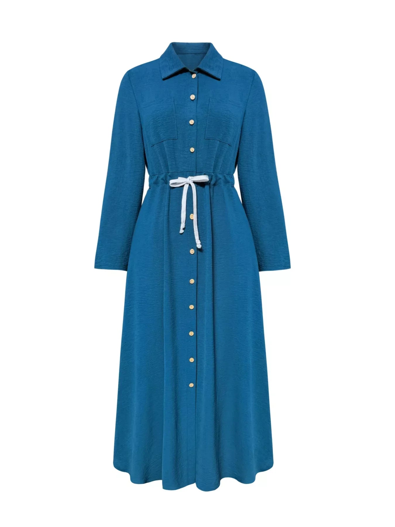 Button Front Midi Shirt Dress
