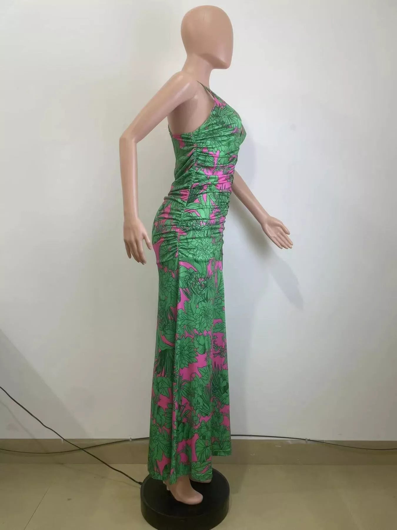 Printed Halter Neck Maxi Dress