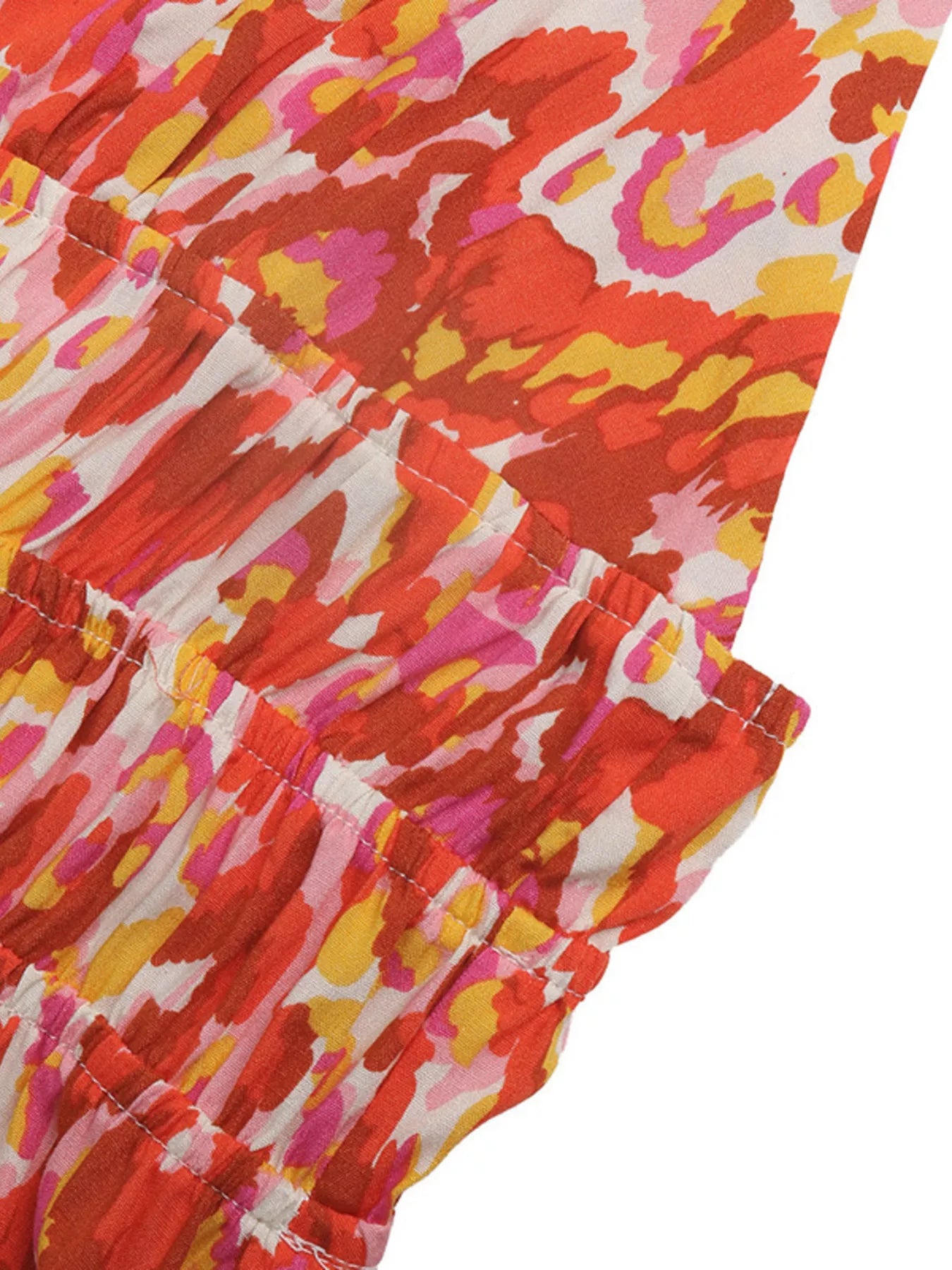 Printed V-Neck Sleeveless Smocked Maxi Dress