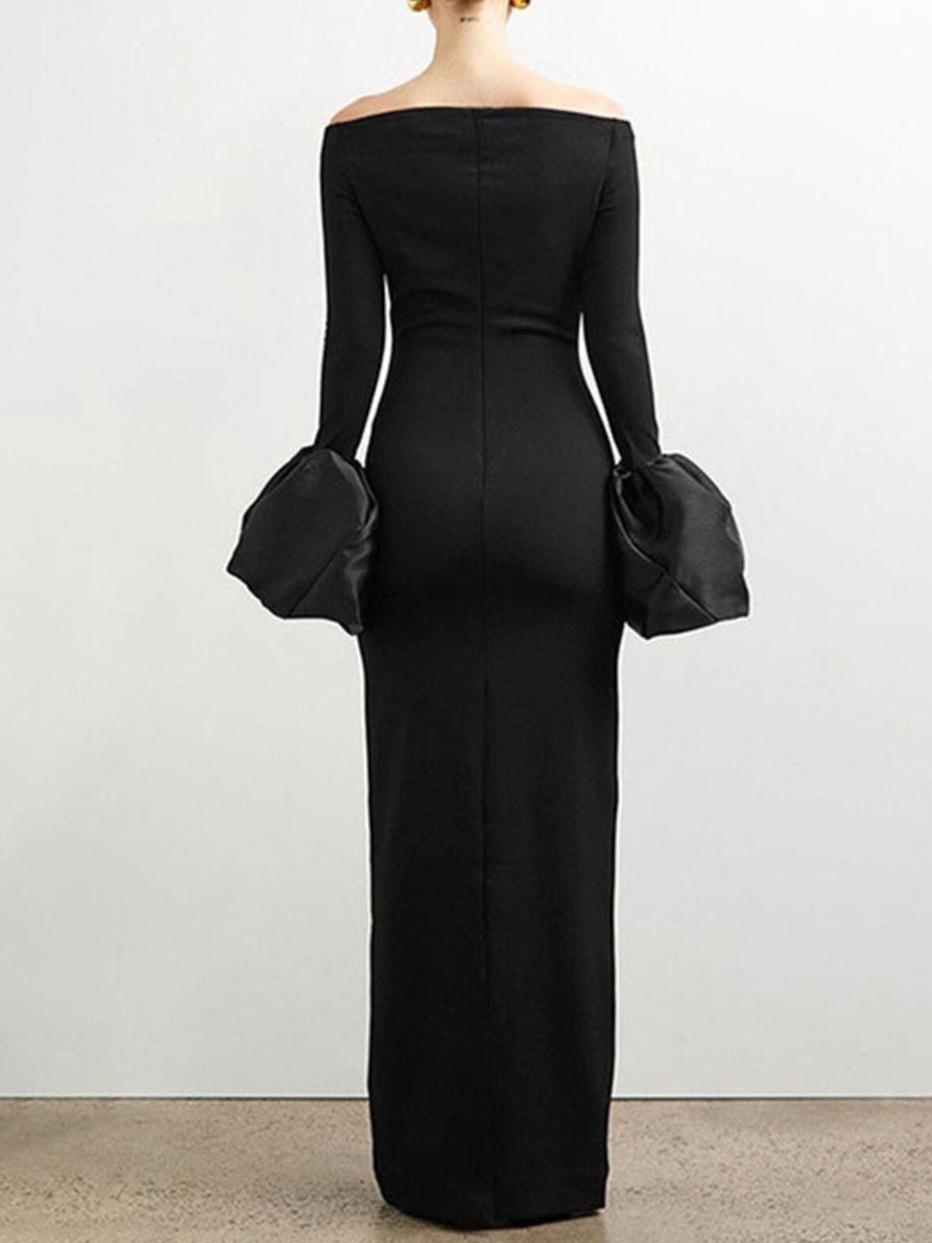 Off-Shoulder Flounce Sleeve Maxi Dress