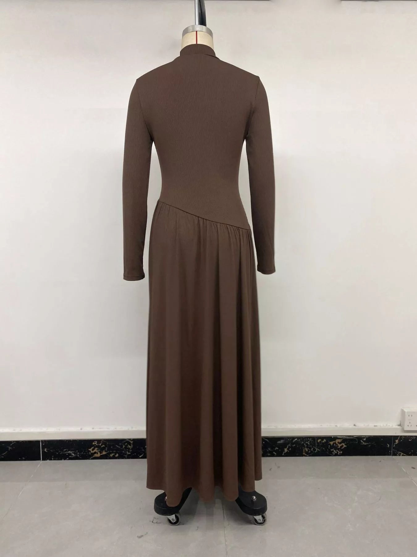 Mock Neck Long Sleeve Midi Dress