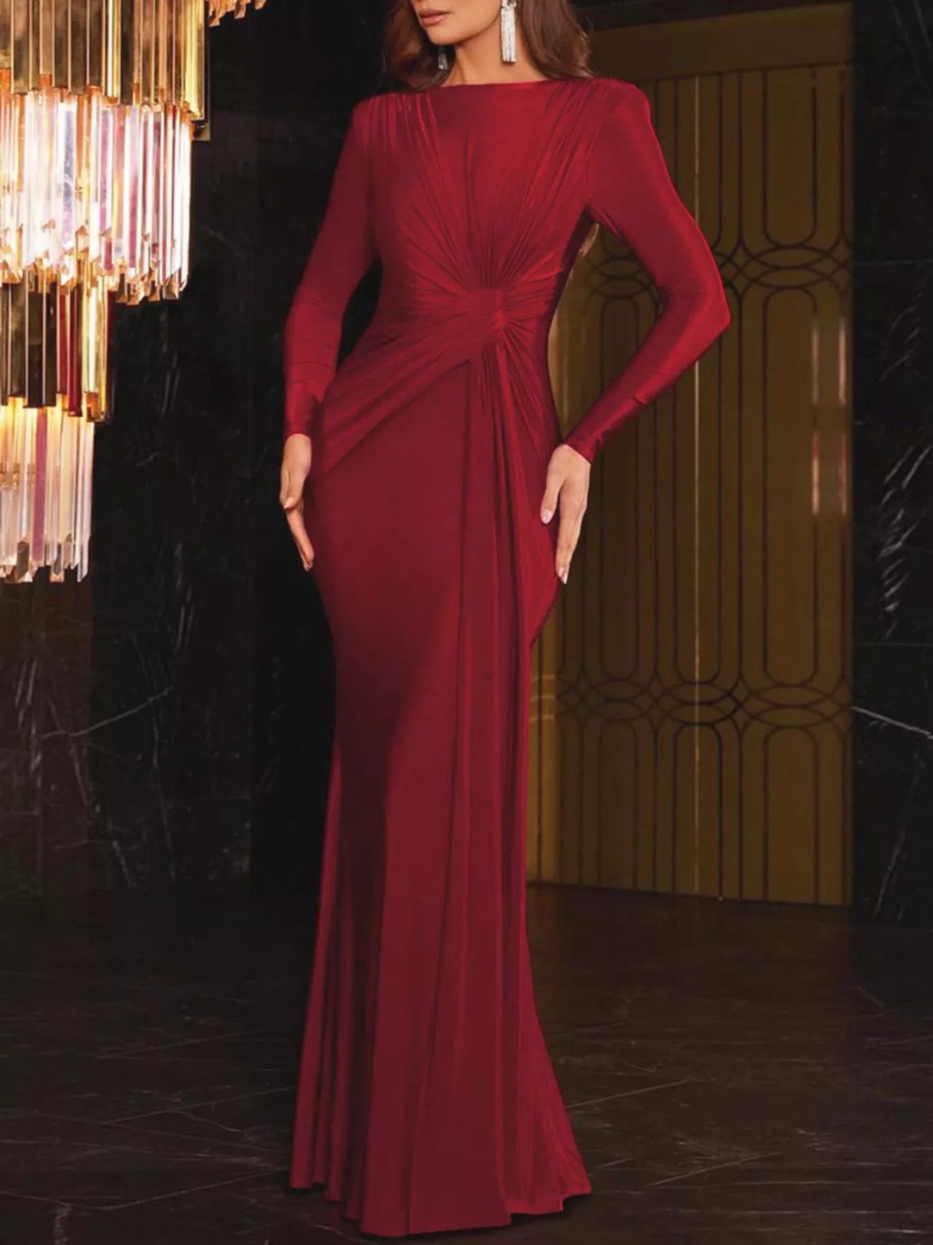 Twisted Long Sleeve Maxi Dress