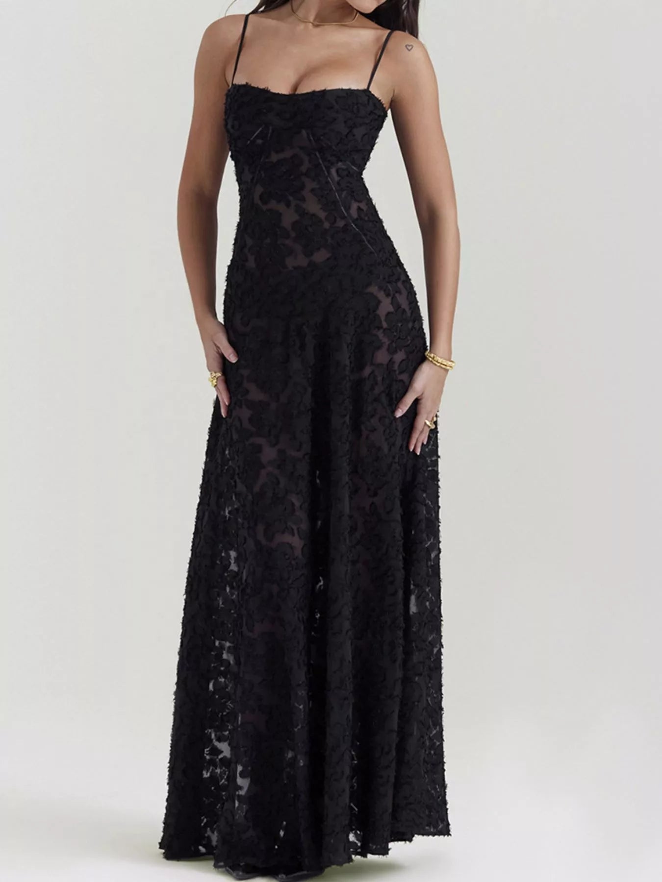 Lace Spaghetti Strap Maxi Dress