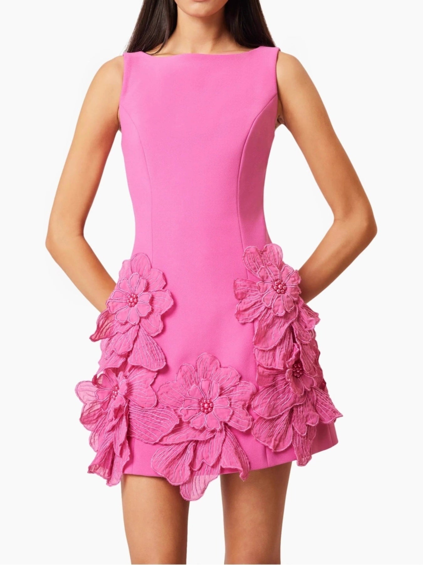 Flower Round Neck Sleeveless Dress