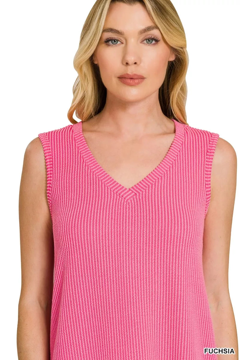 Zenana Raised Rib Sleeveless Mini Dress