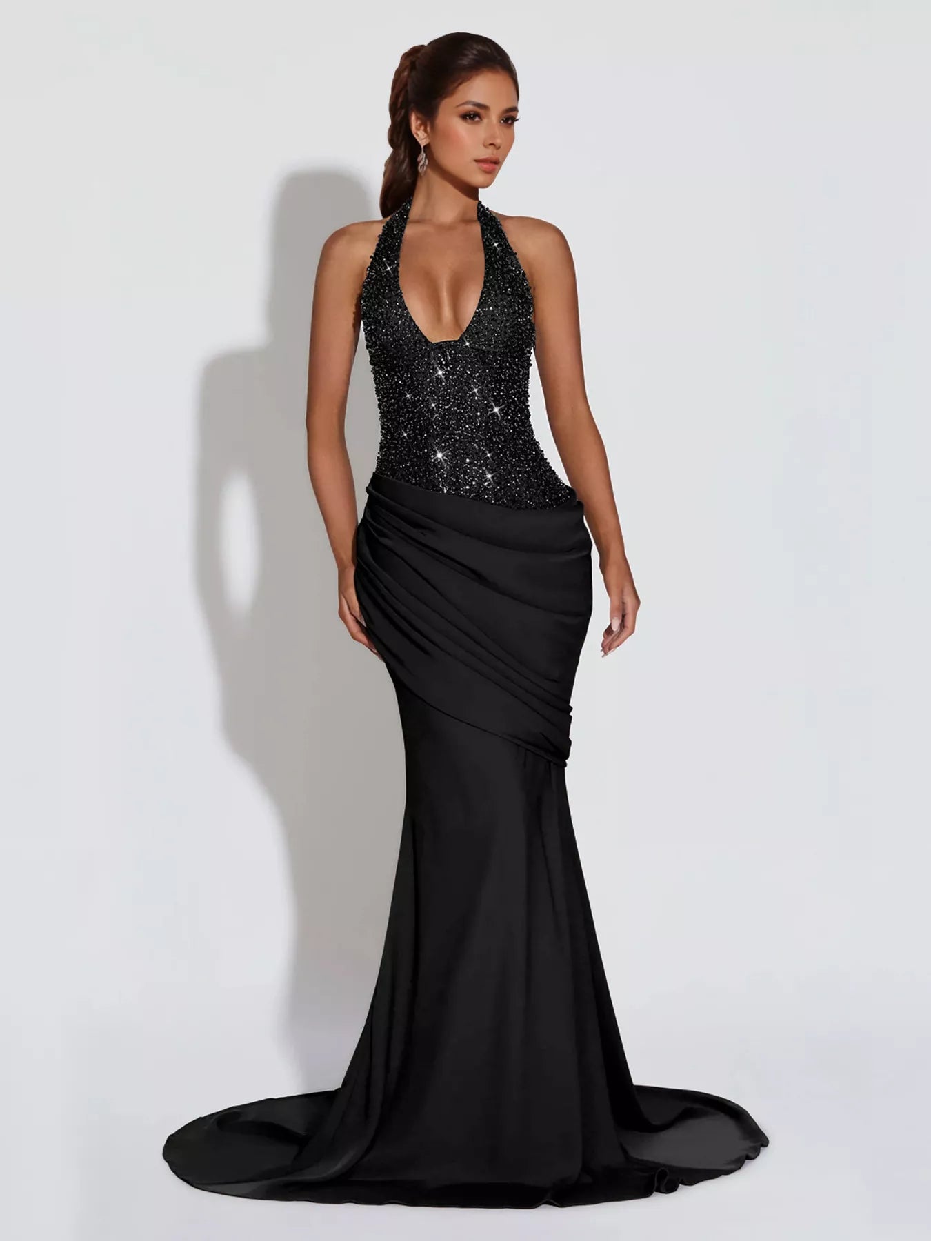 Sequin Halter Neck Maxi Dress