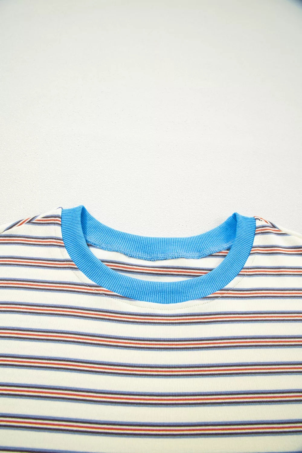 Stripe Drop Shoulder Cuffed Sleeve Loose Tunic T Shirt Mini Dress