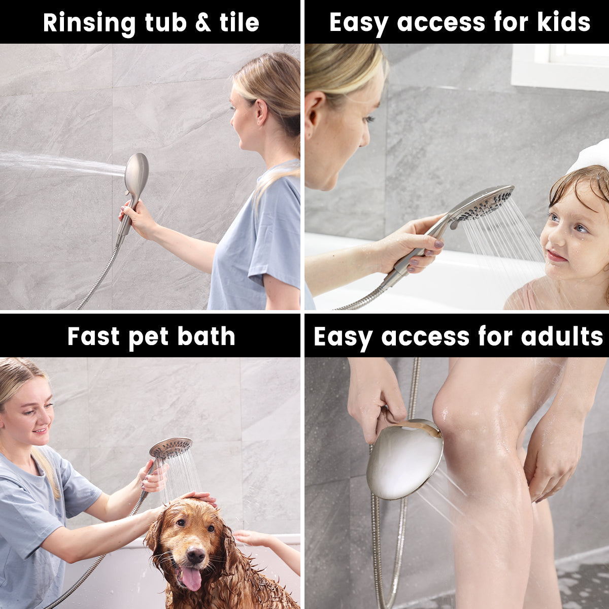 Rain Shower Faucet Set with Handheld Shower Head, 13" High Rise Arm & Valve
