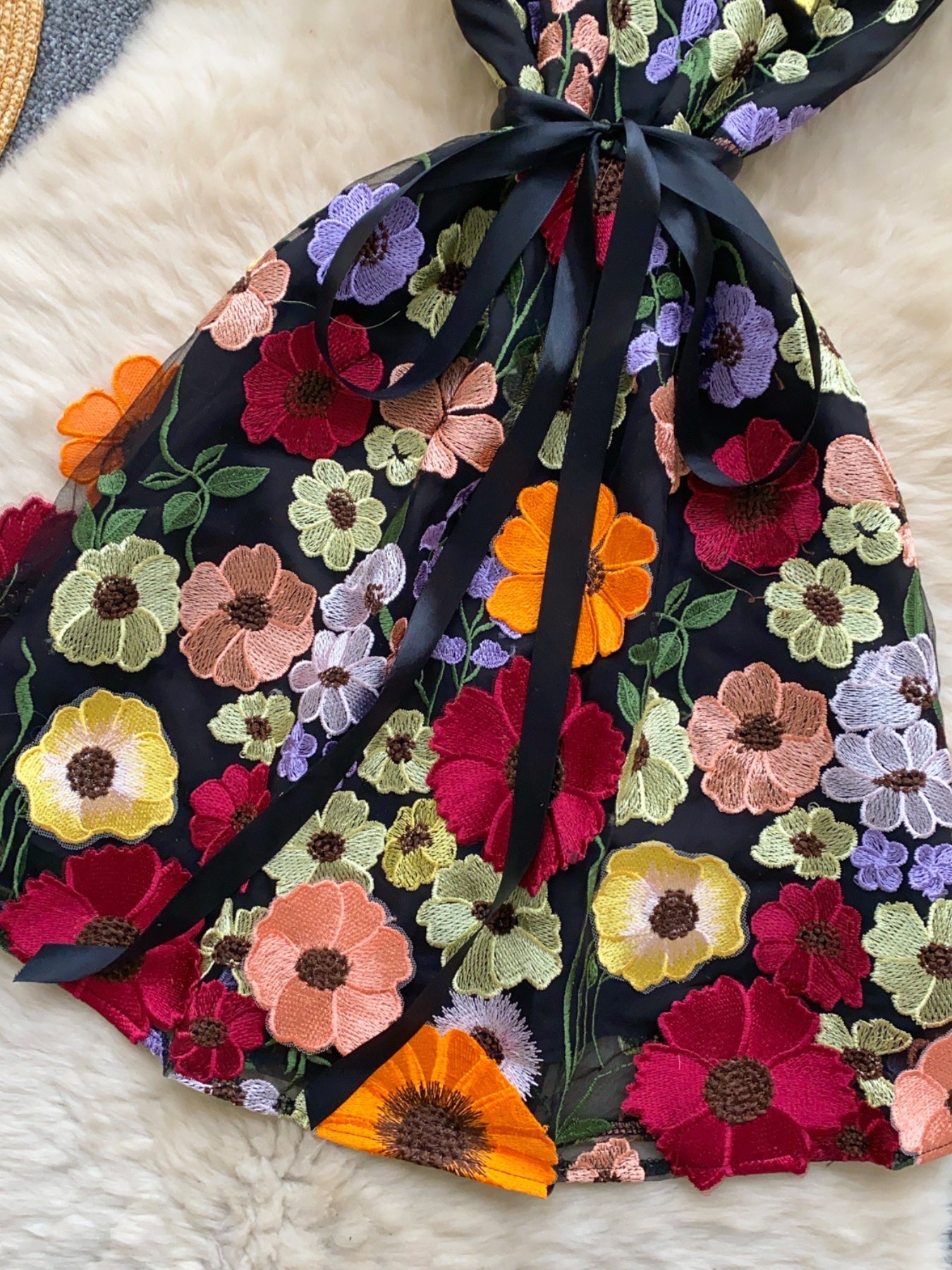 Floral Tie Waist Mini Dress