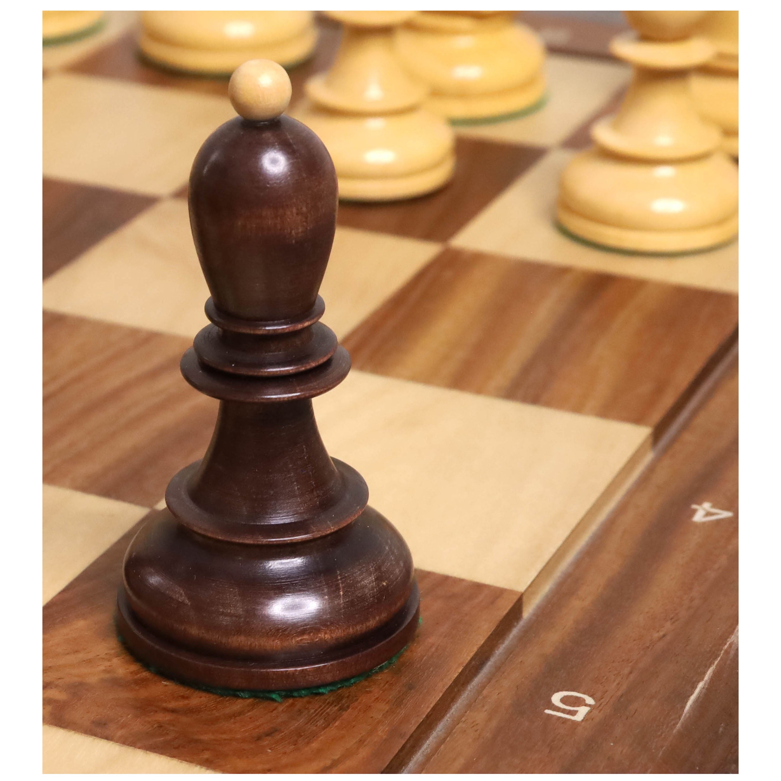 1950s' Fischer Dubrovnik Chess Set- Chess Pieces Only - Mahogany Stained & Boxwood - 3.8" King