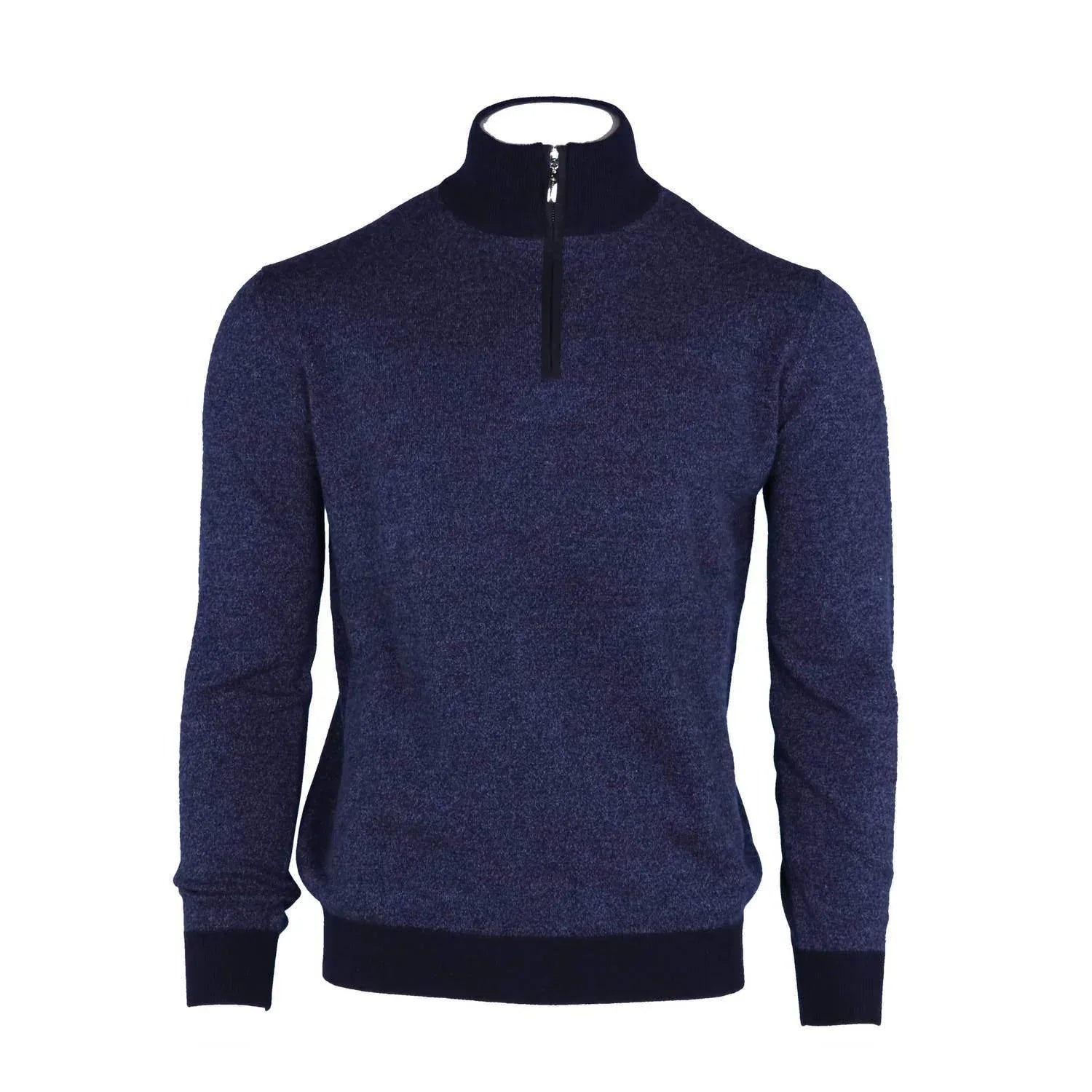 Men's Marled Cashmere Half Zip Sweater
