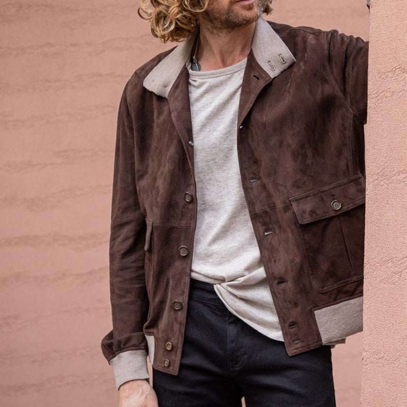 Men's Leather Slim-Fit Casual Lapel Jacket
