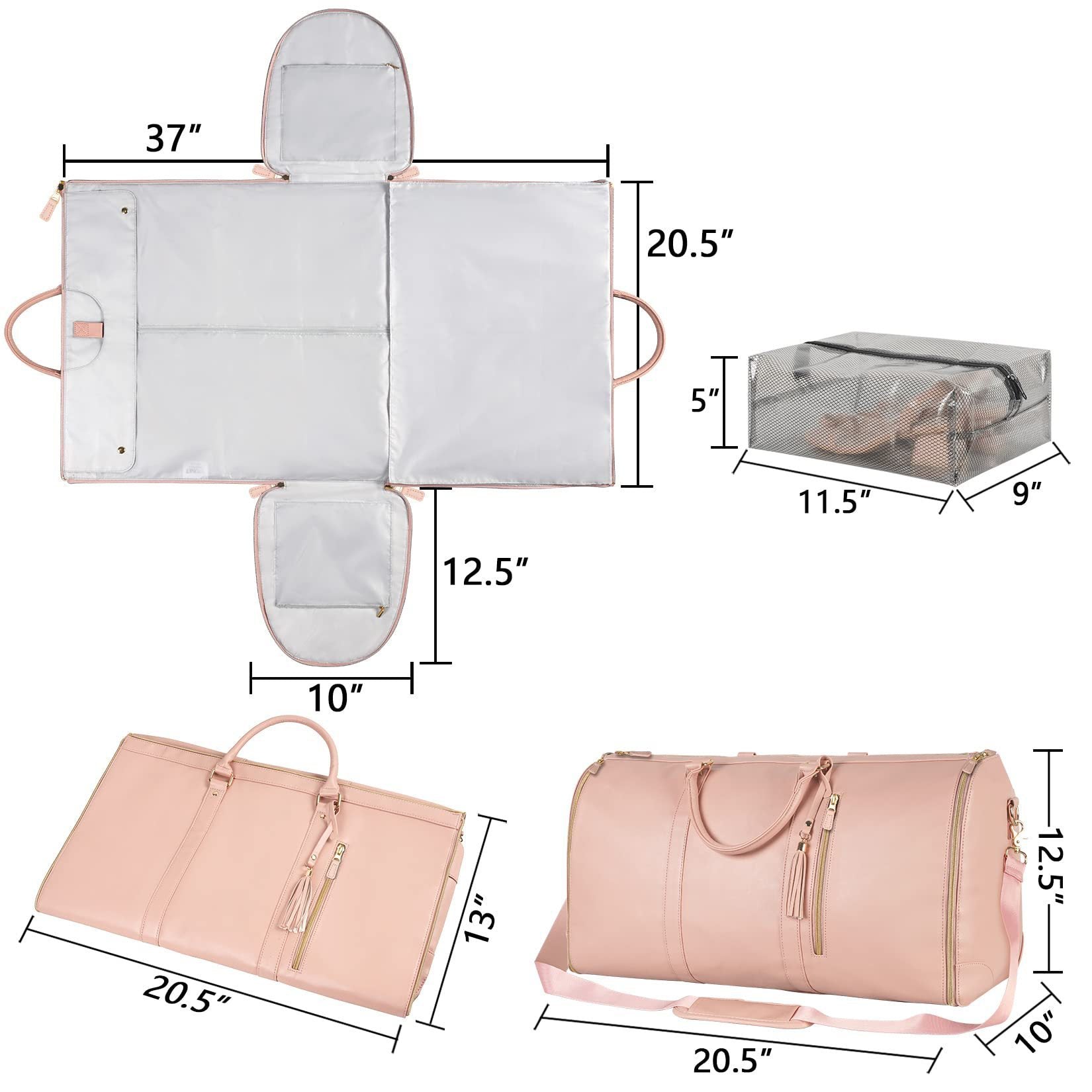 Women's Large Capacity Travel Duffle and Garment Bag Handbag