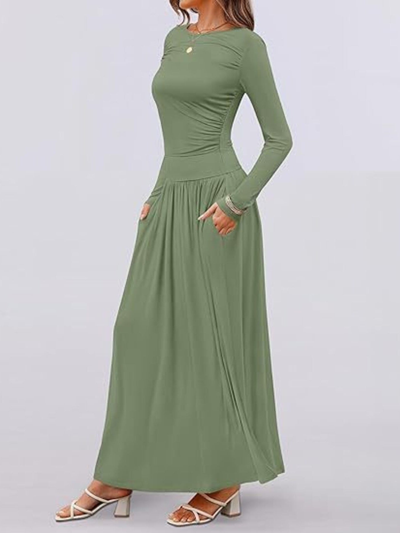 Long Sleeve Maxi Dress with Pockets