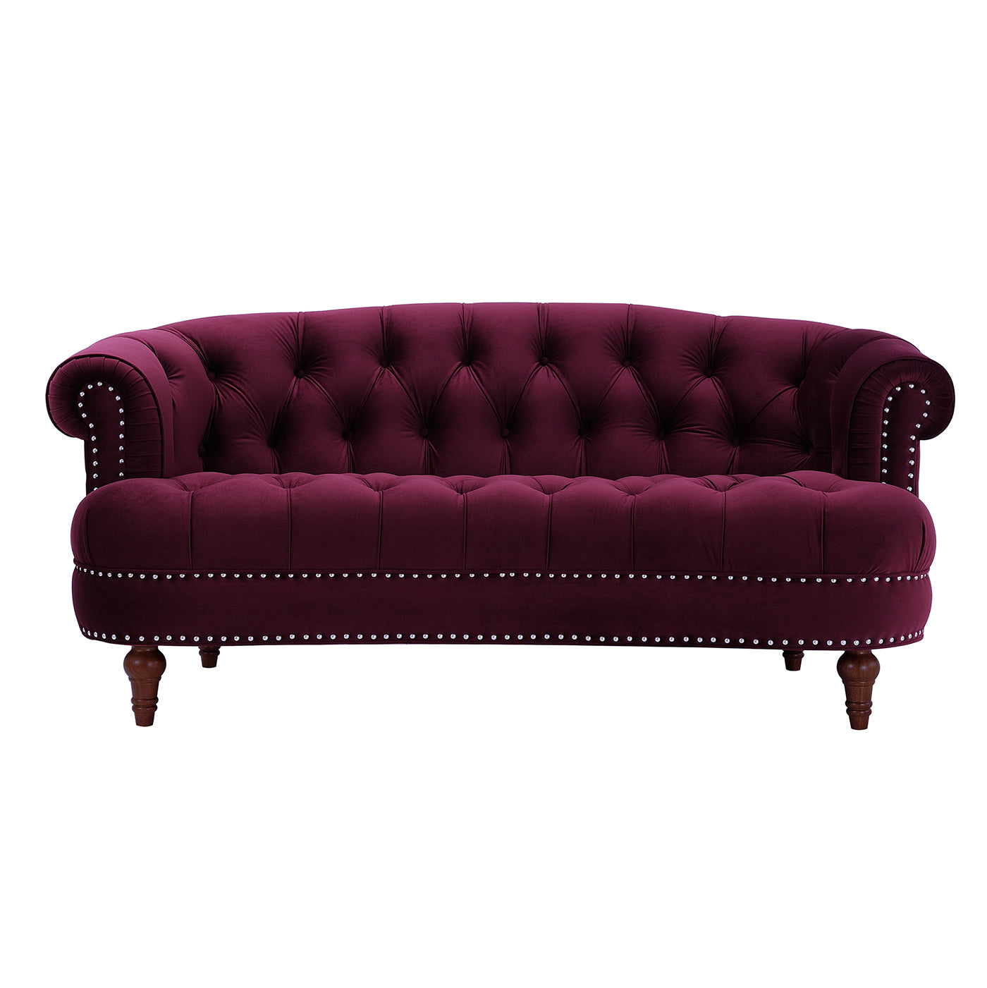 La Rosa Victorian Chesterfield Loveseat, Burgundy Velvet