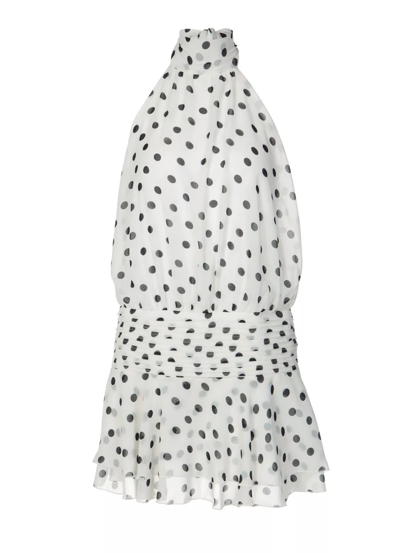 Polka Dot Halter Neck Ruffle Dress
