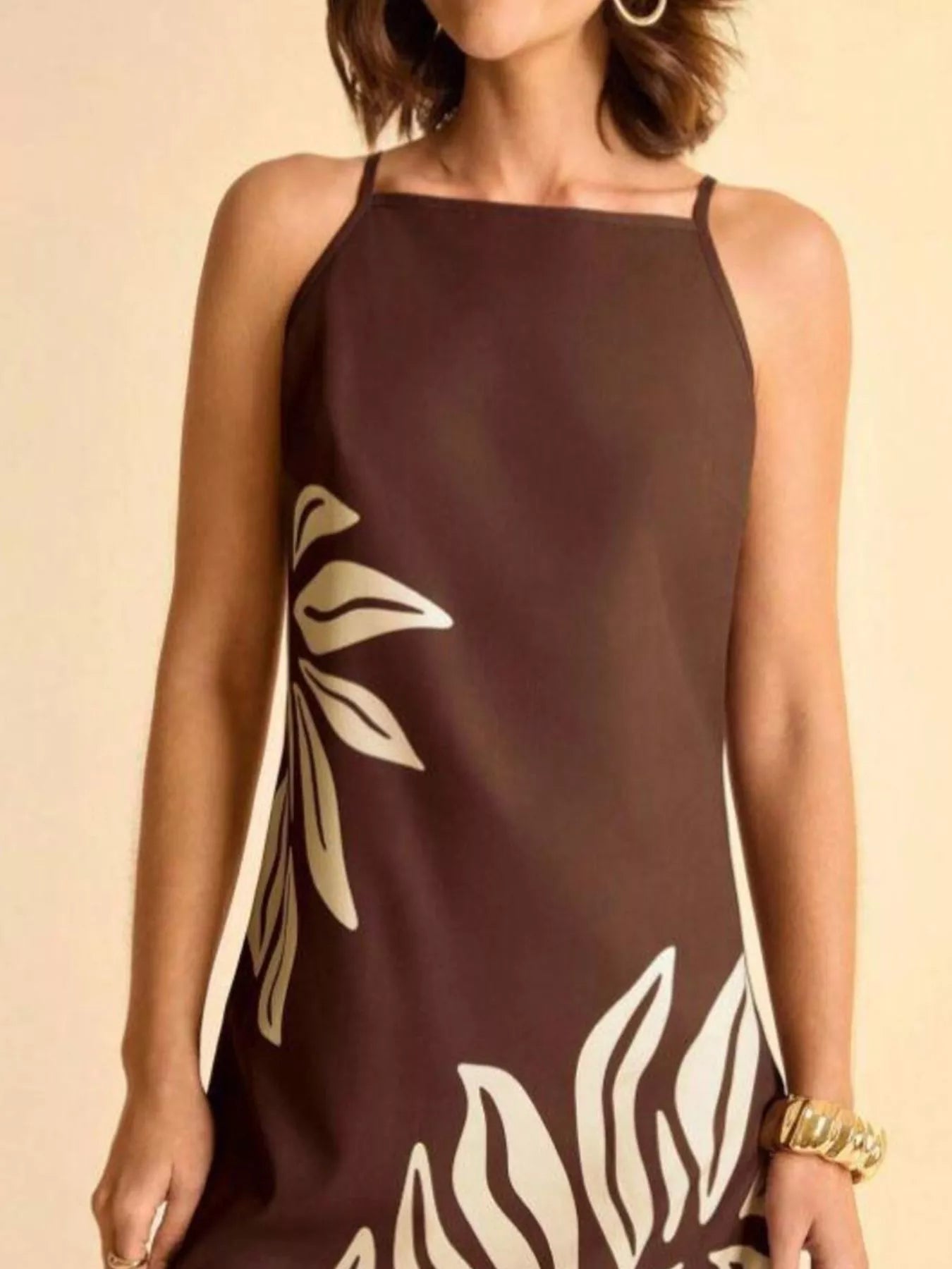 Tropical Print Sleeveless Mini Dress