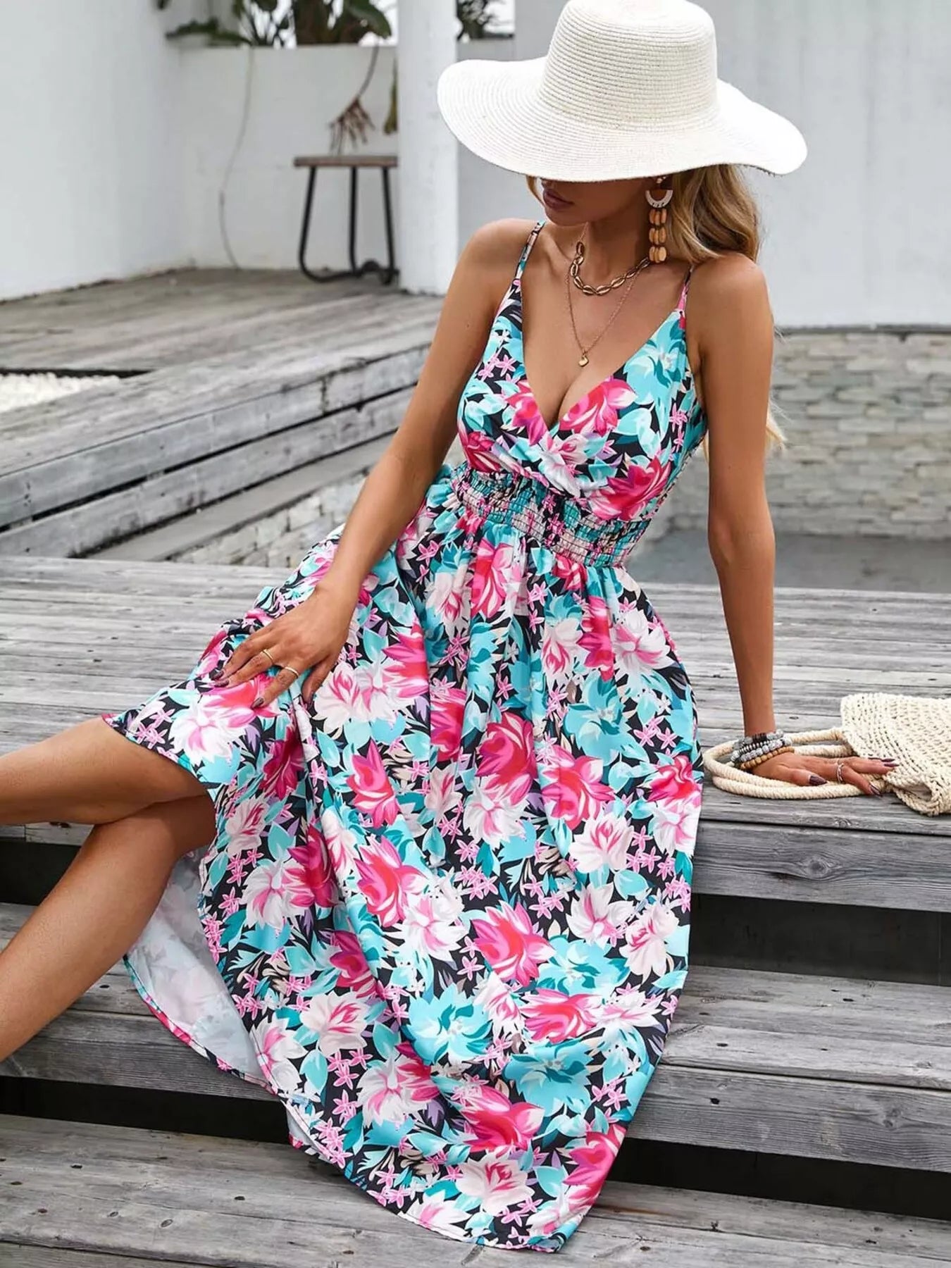 Paisley Print Spaghetti Strap Midi Dress