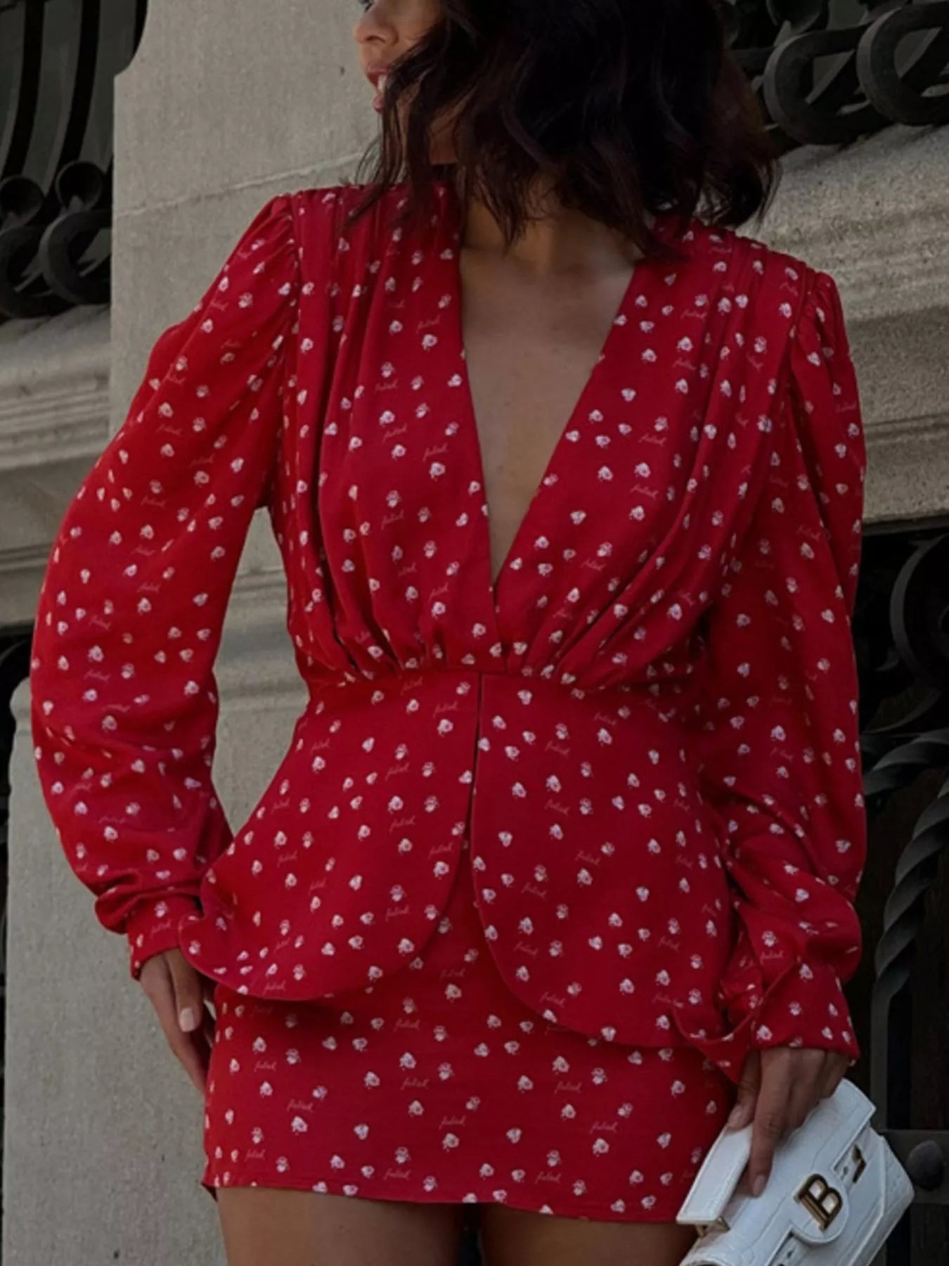 Polka Dot Long Sleeve Layered Dress