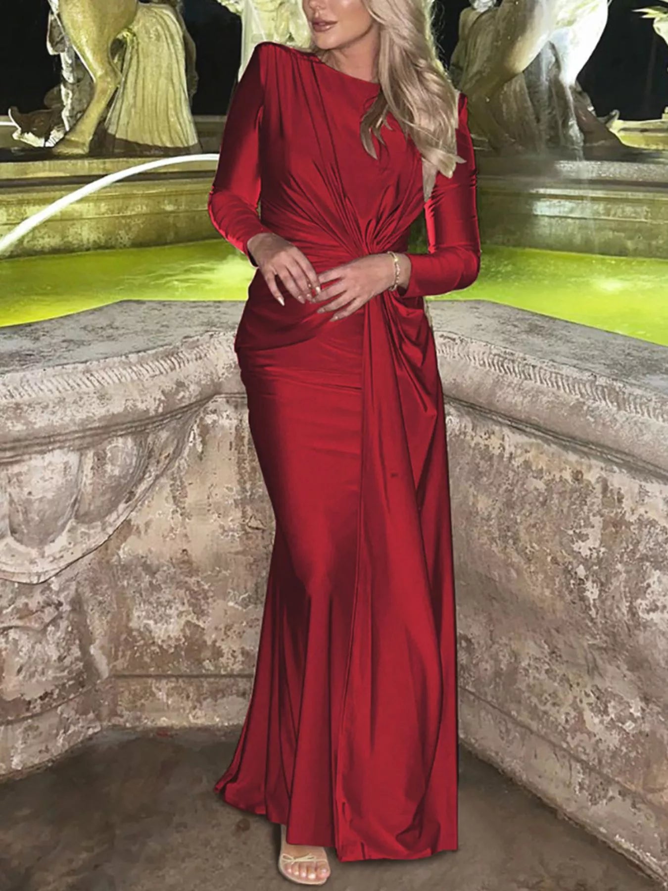 Twisted Long Sleeve Maxi Dress