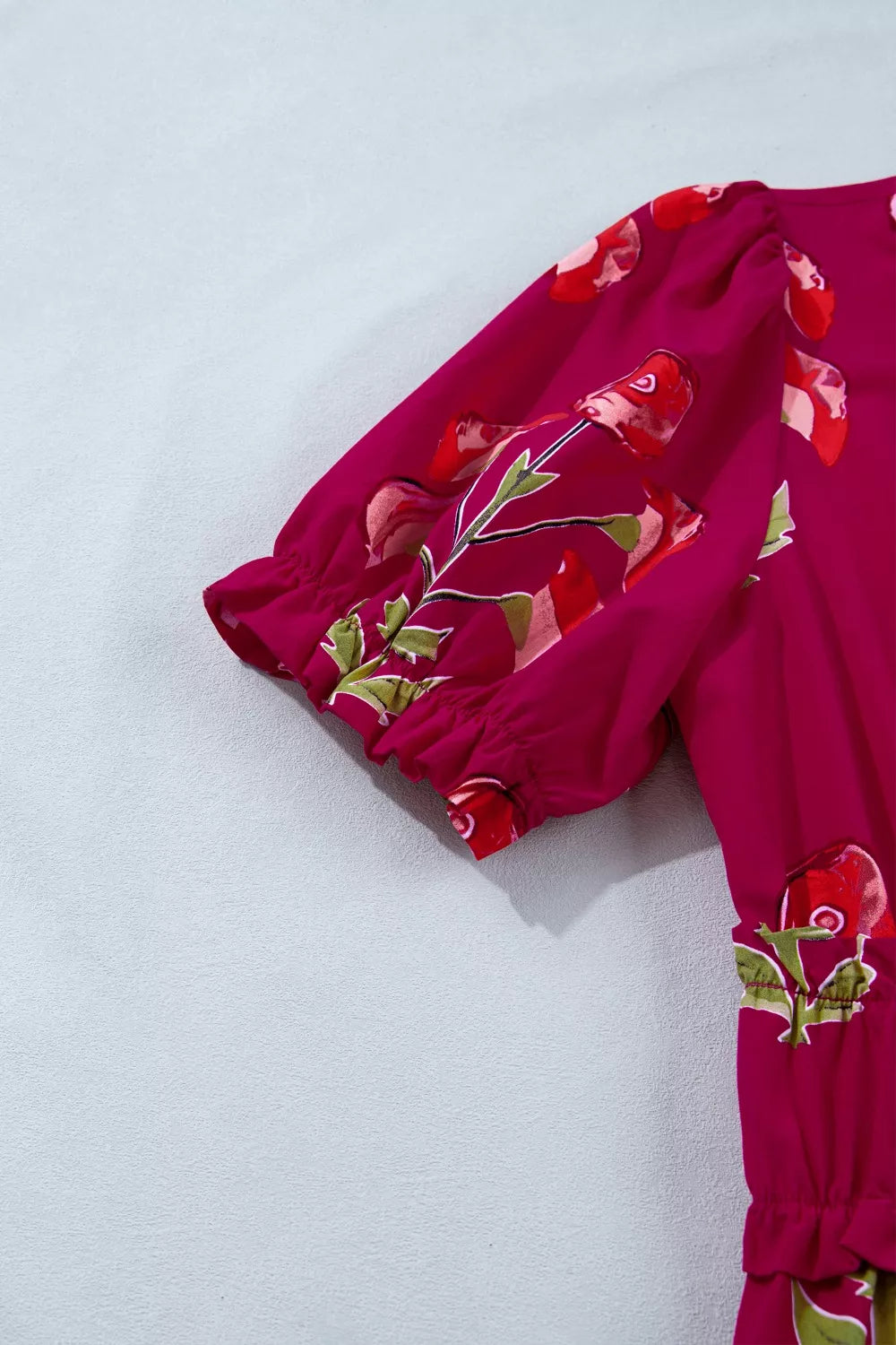 Floral Print Short Sleeve Midi Dress