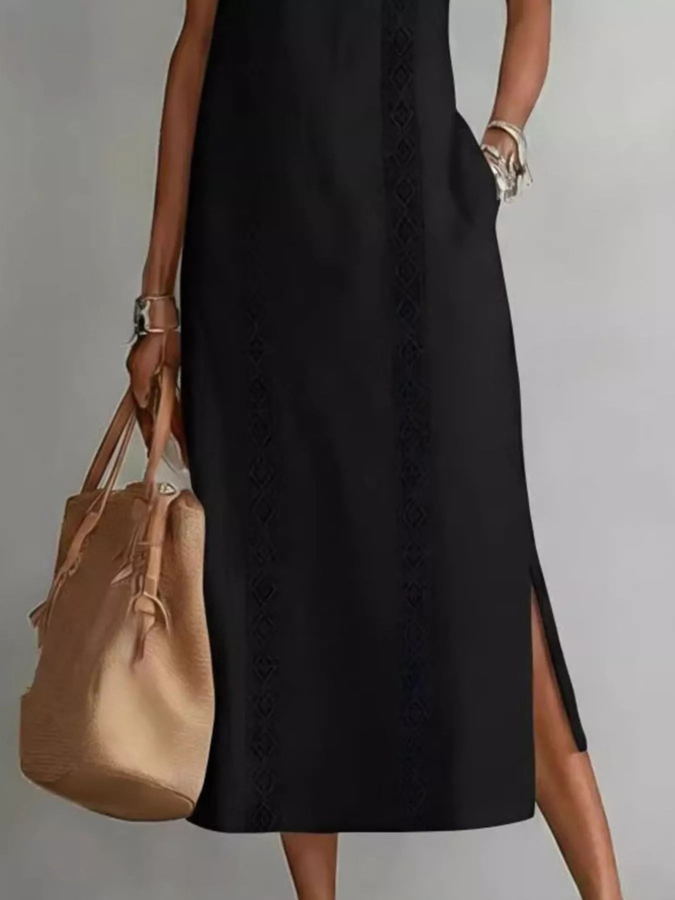 Full Size Side Slit Sleeveless Midi Dress Plus Size