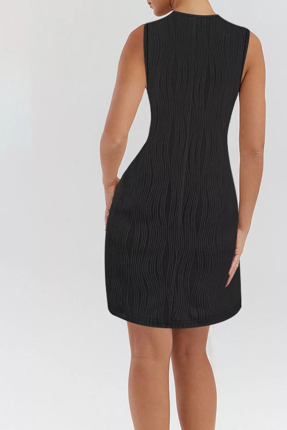Sleeveless Textured Casual Mini Dress