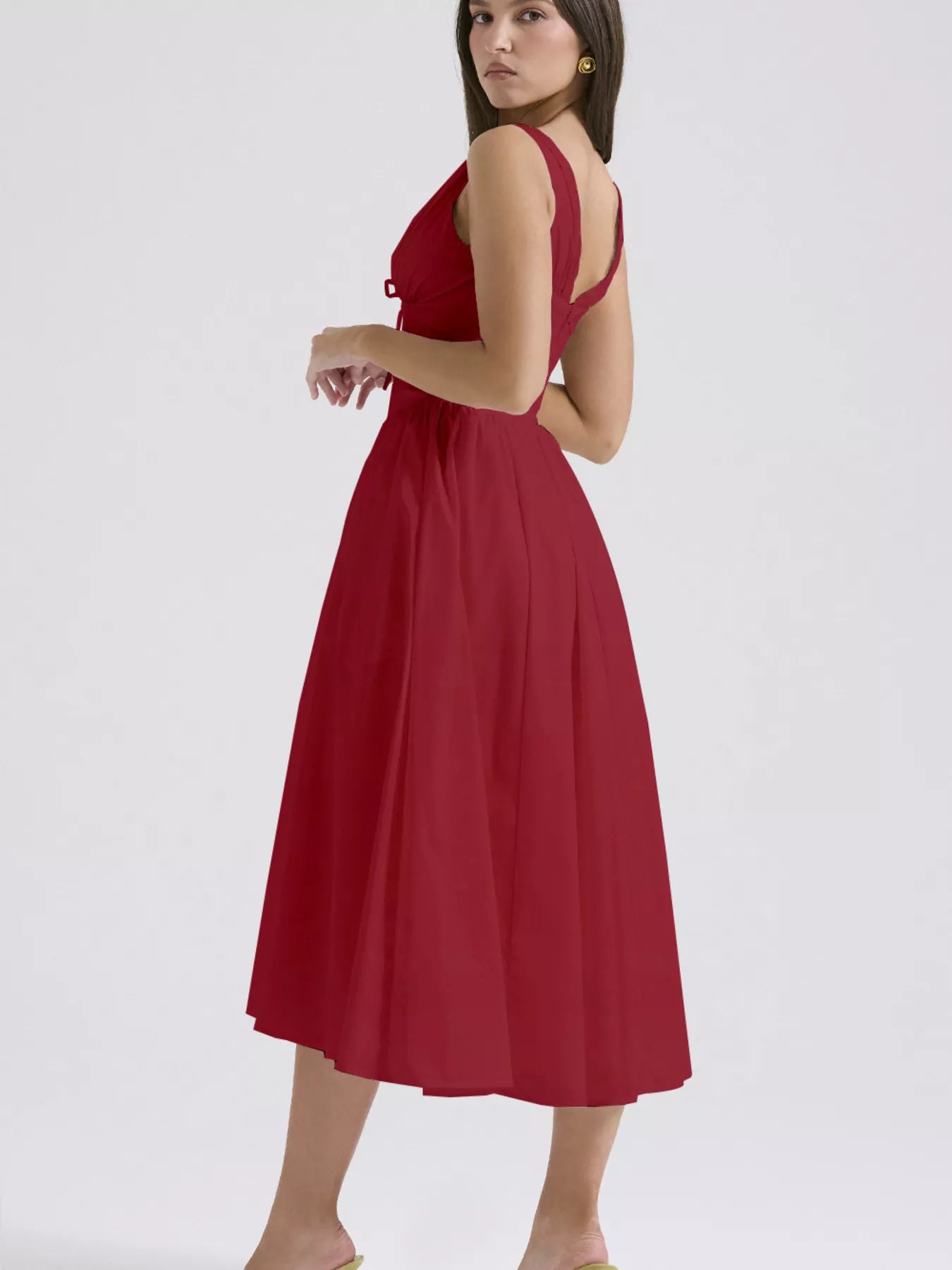 V-Neck Sleeveless Midi Dress