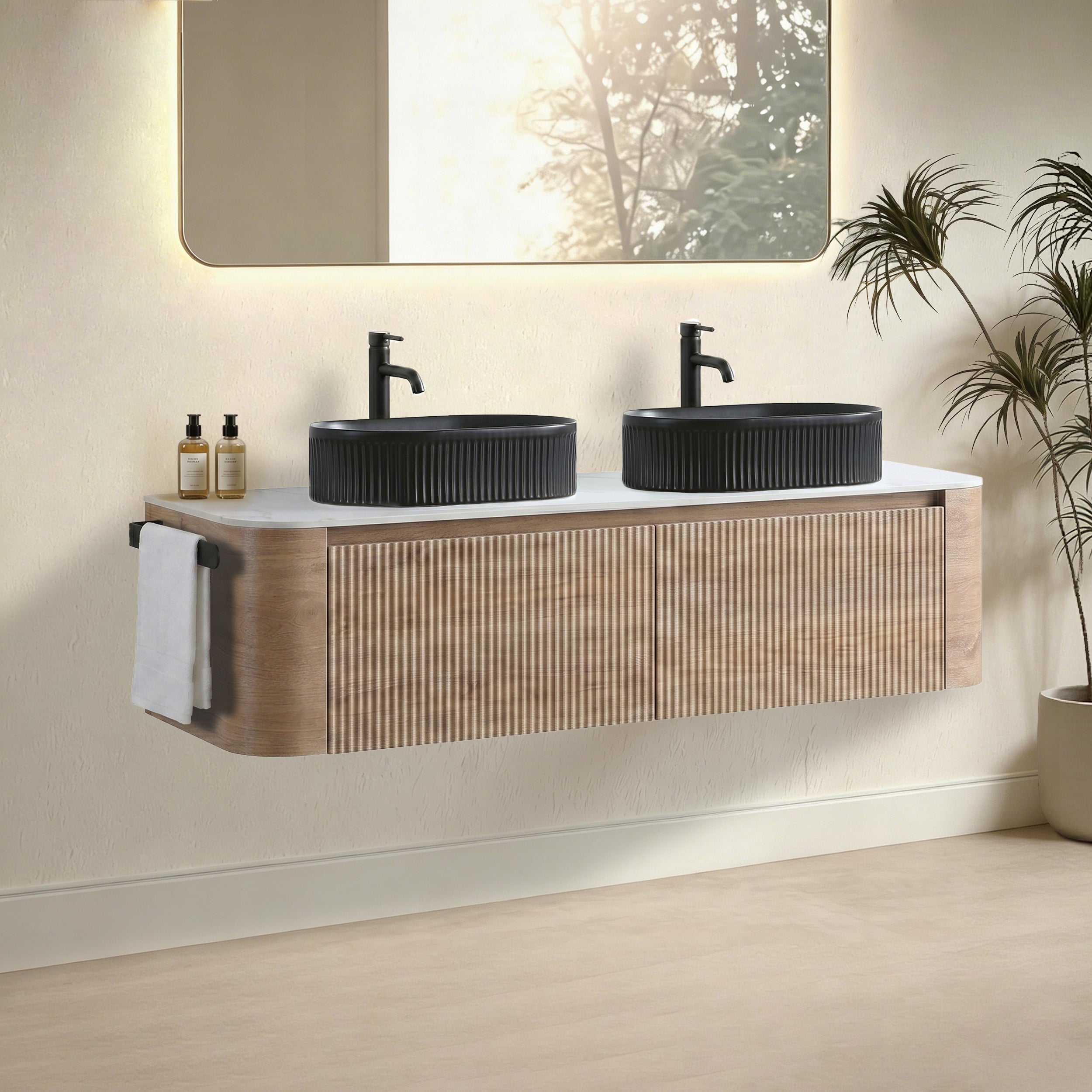 Erba 60 Inch Bathroom Vanity with Sink, Honey