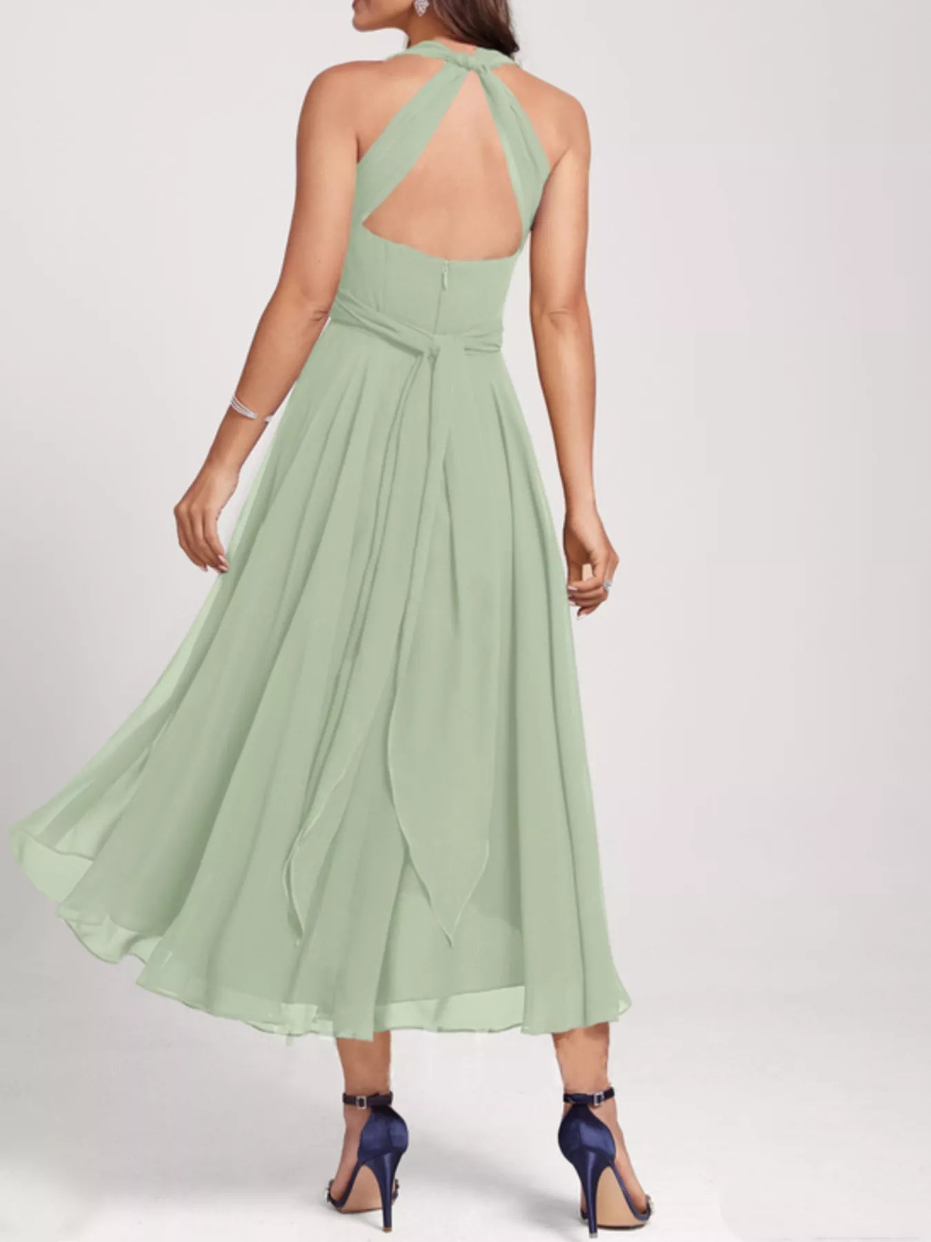 Ruched A-Line Midi Dress