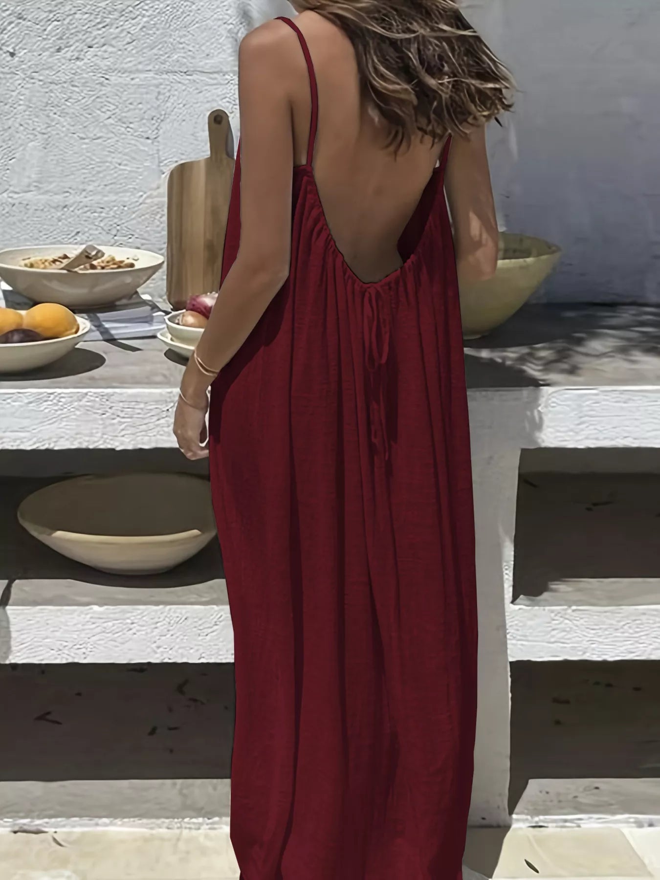 Backless Scoop Neck Maxi Dress