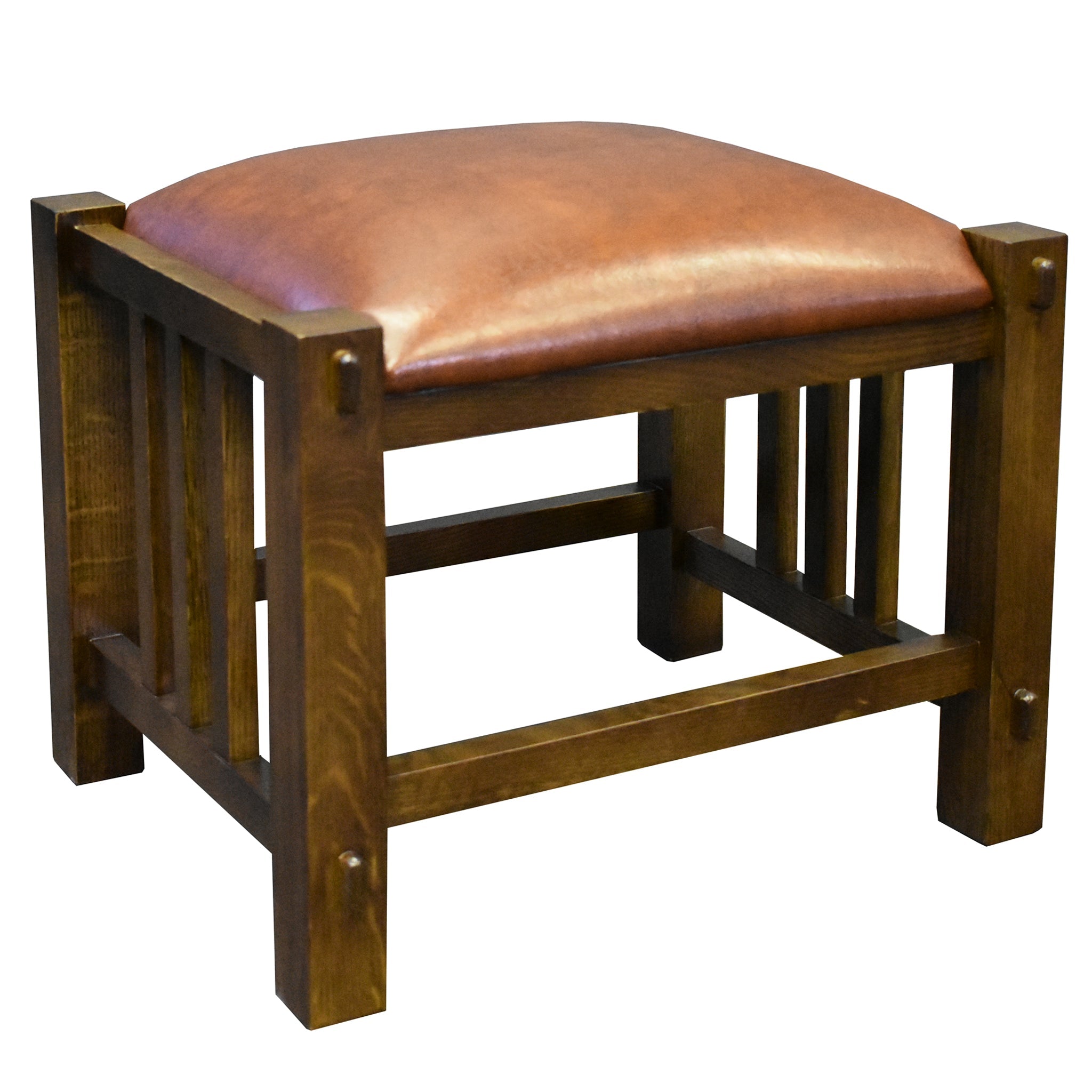 Mission Spindle Stool - Quarter Sawn Oak & Leather (2 Colors Available)