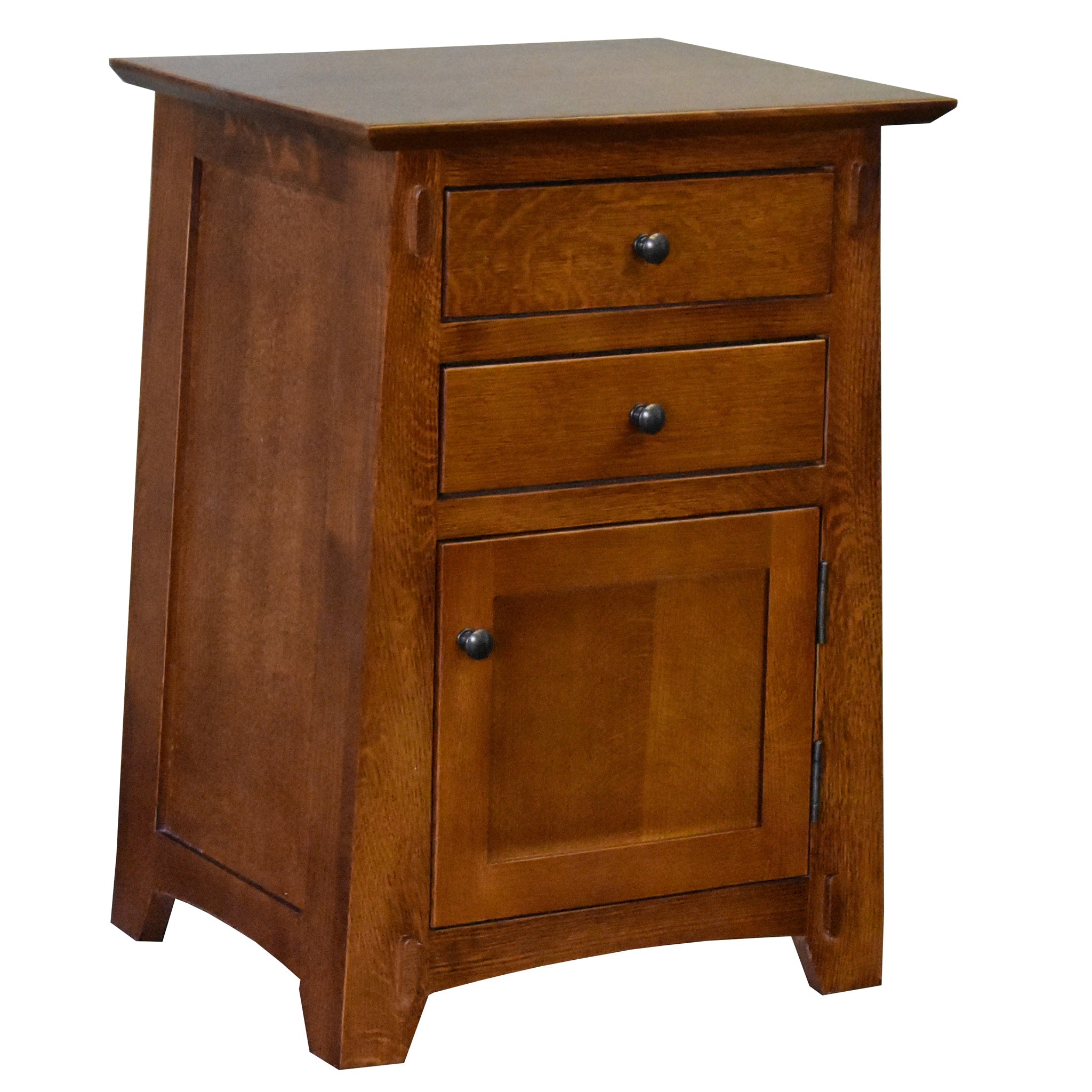 Mission Style Tapered Leg 2 Drawer Nightstand