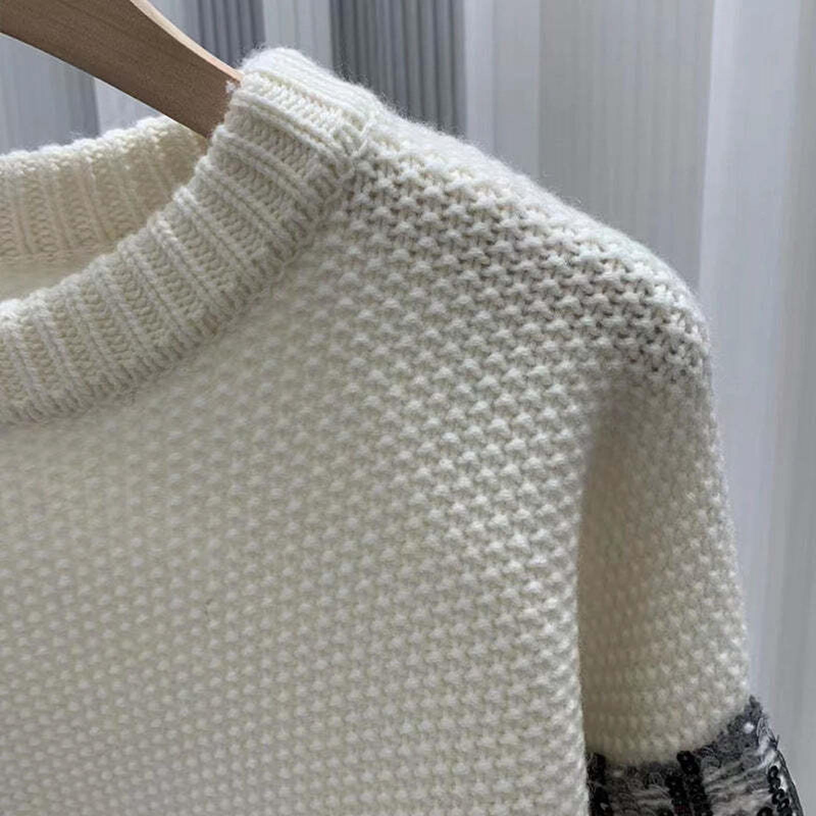 Autumn and Winter Design Sequined Cashmere Pullover Sweater