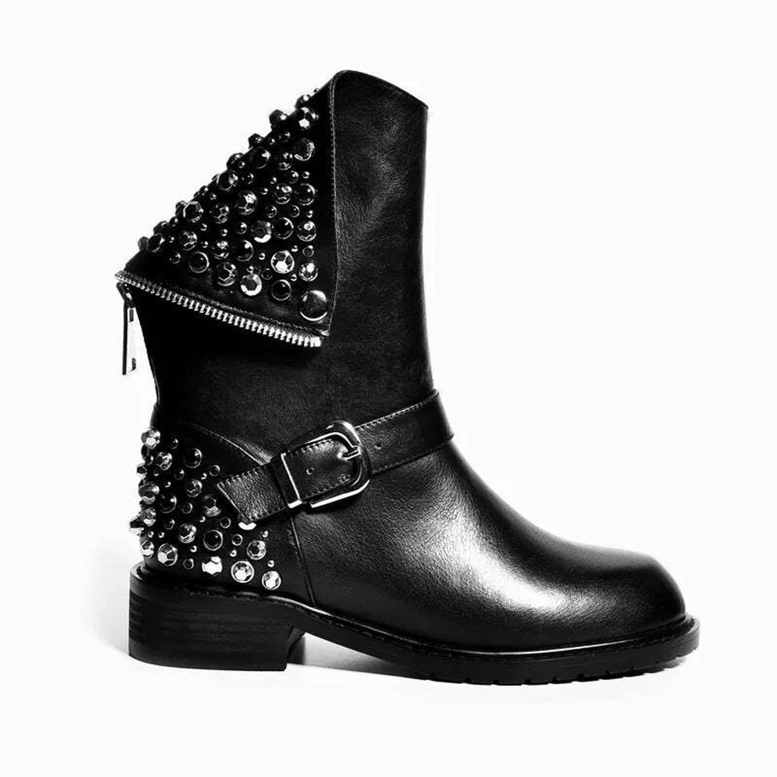 Women's Genuine Leather ankle boots big size fit for 22-26.5cm length feet Autumn and winter warm short boots Short plush lining
