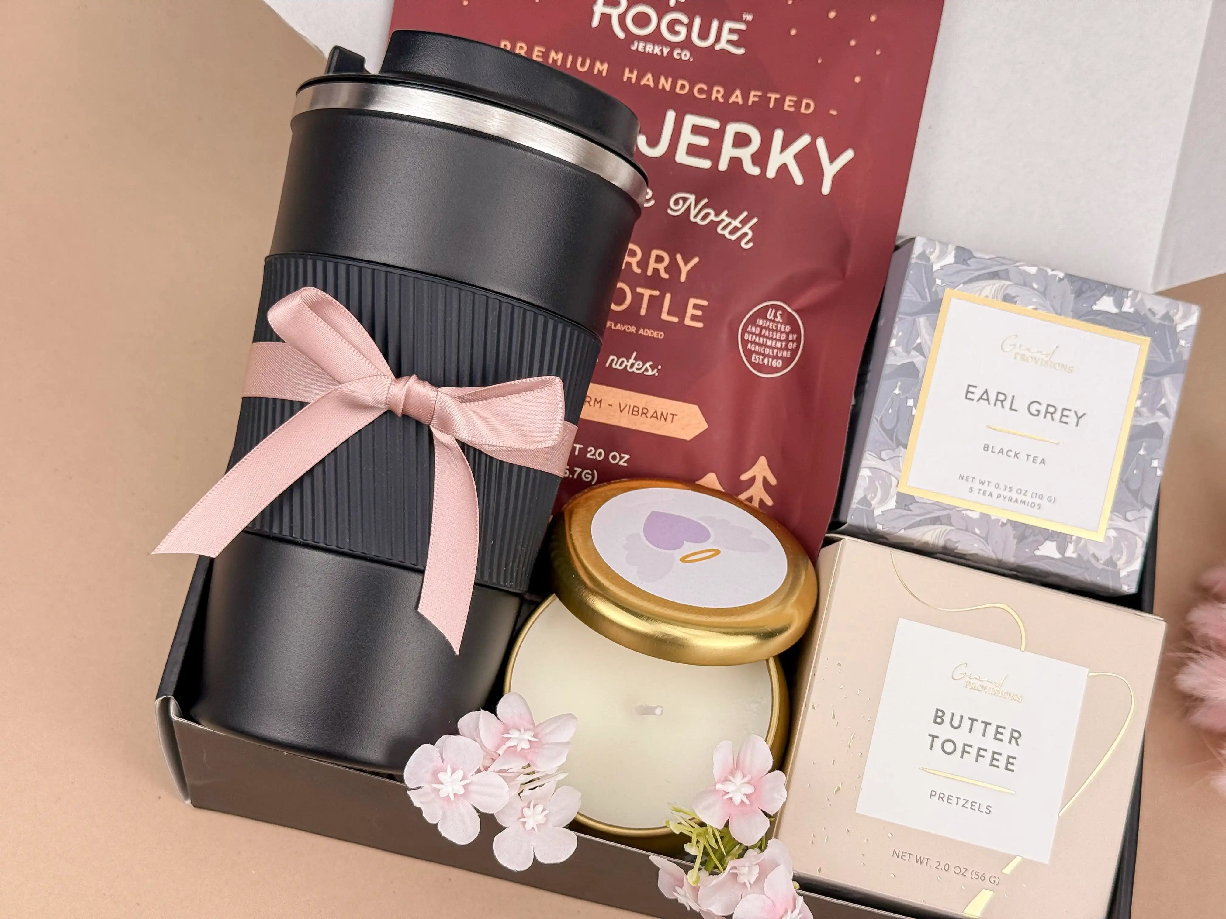 Gift Baskets for Him – Luxury Insulated Tumbler & Snack Set