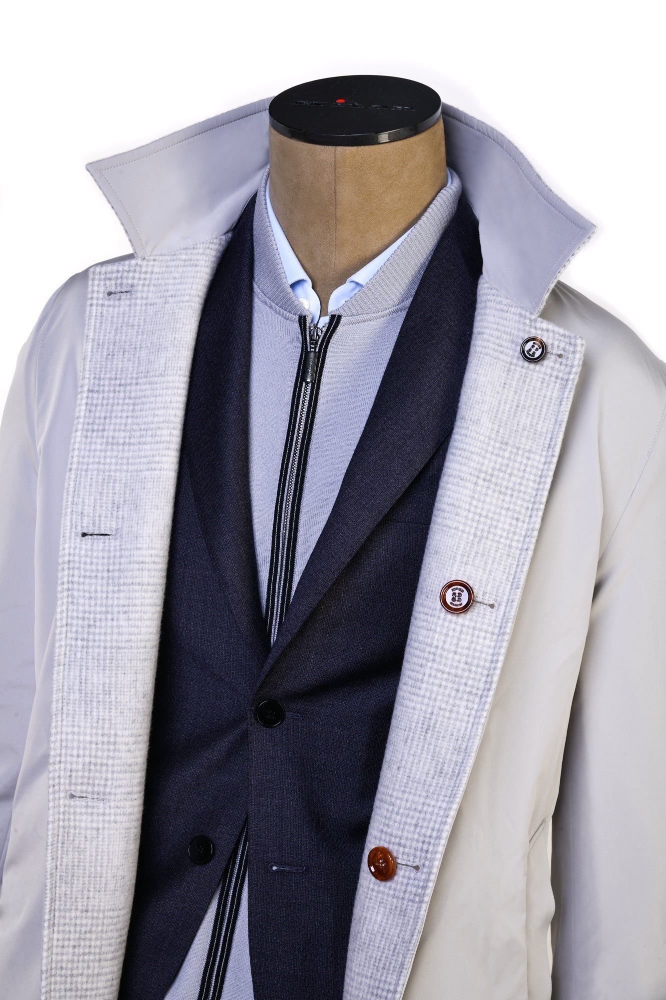 Kired by Kiton Peak Wool-Cashmere Reversible Overcoat