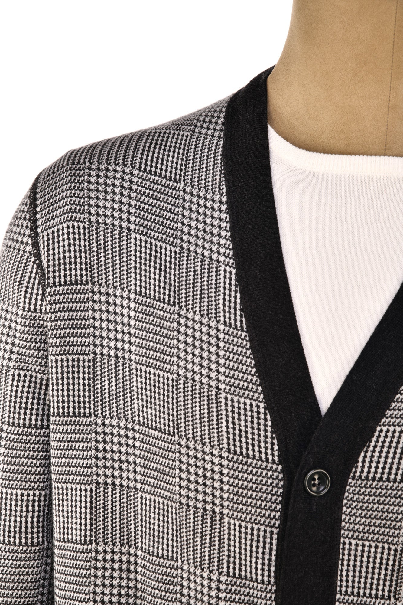 Manrico Prince of Wales Cashmere Button Down V-Neck Cardigan