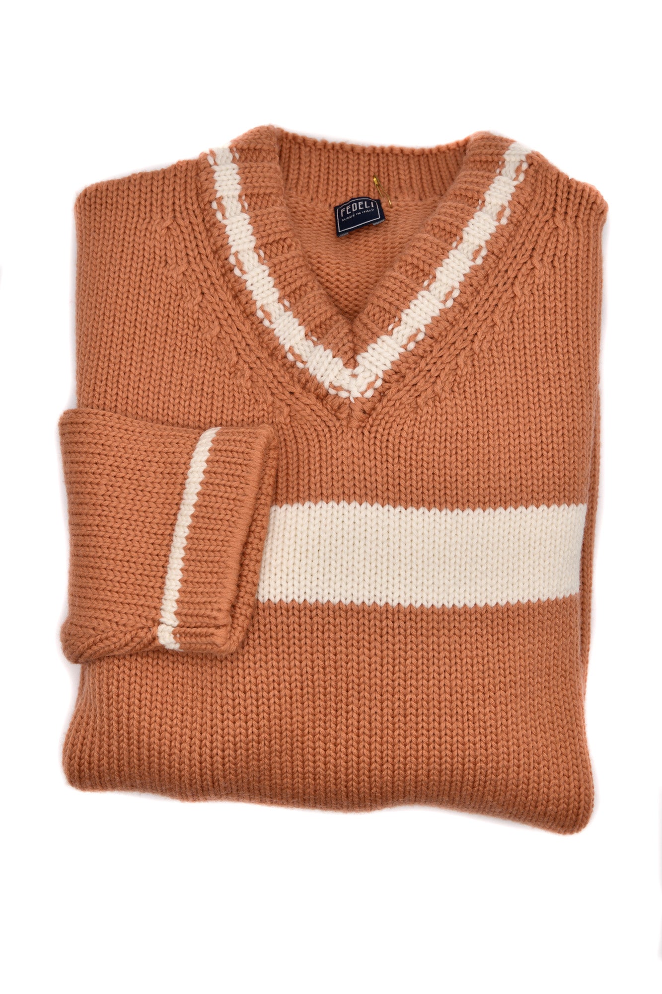 Fedeli Virgin Wool V-Neck Knit Sweater