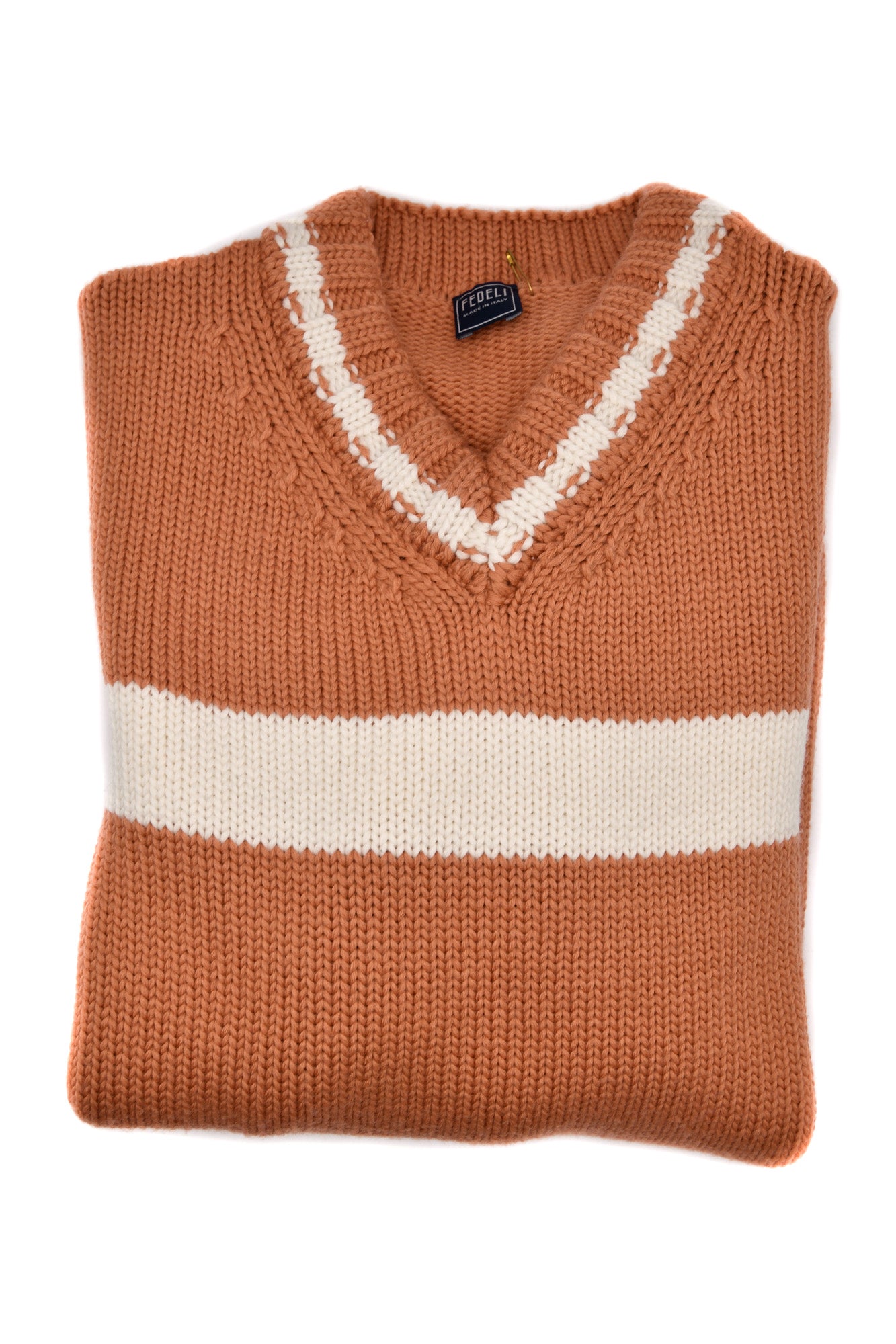 Fedeli Virgin Wool V-Neck Knit Sweater