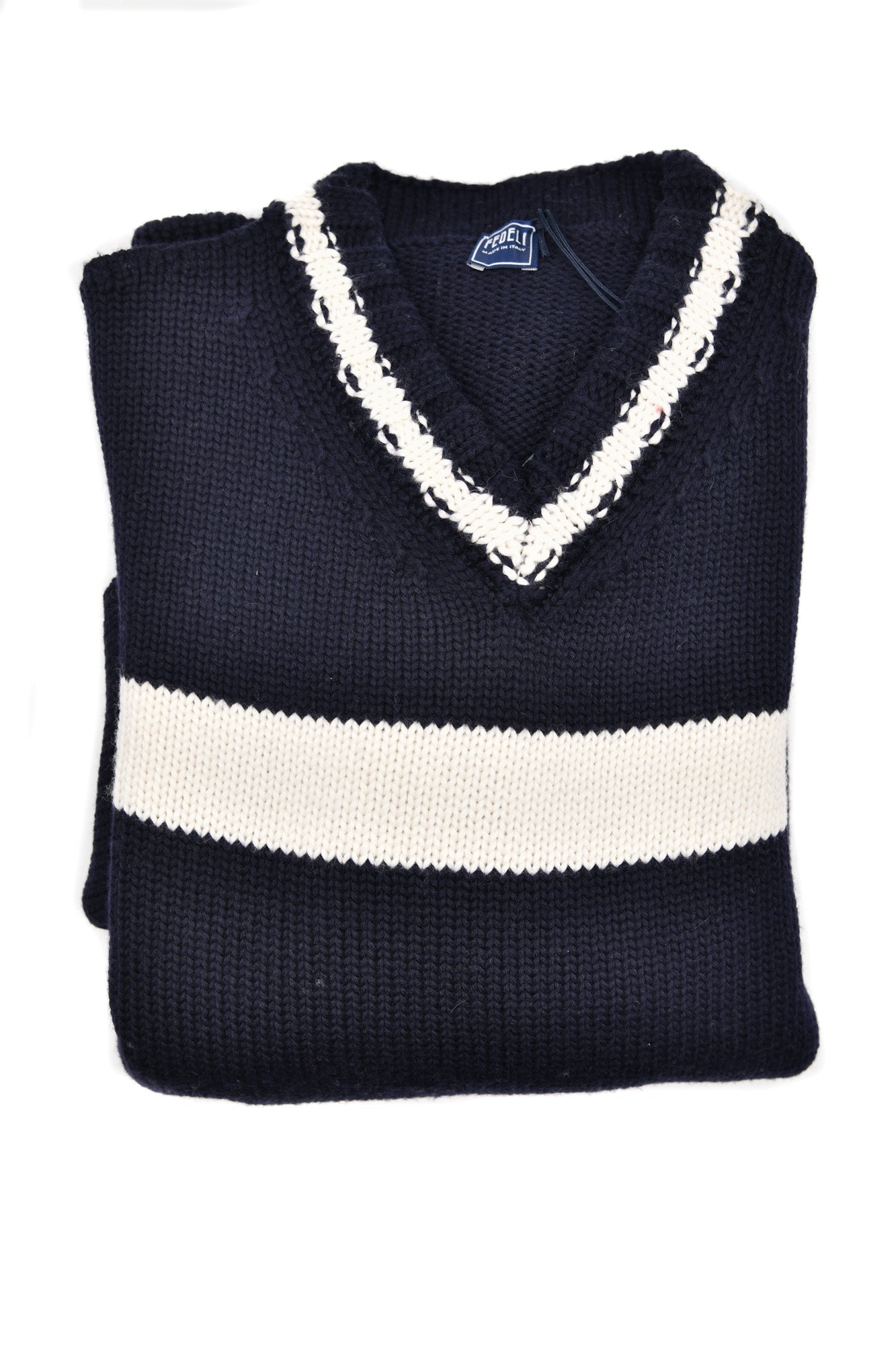 Fedeli Virgin Wool V-Neck Knit Sweater