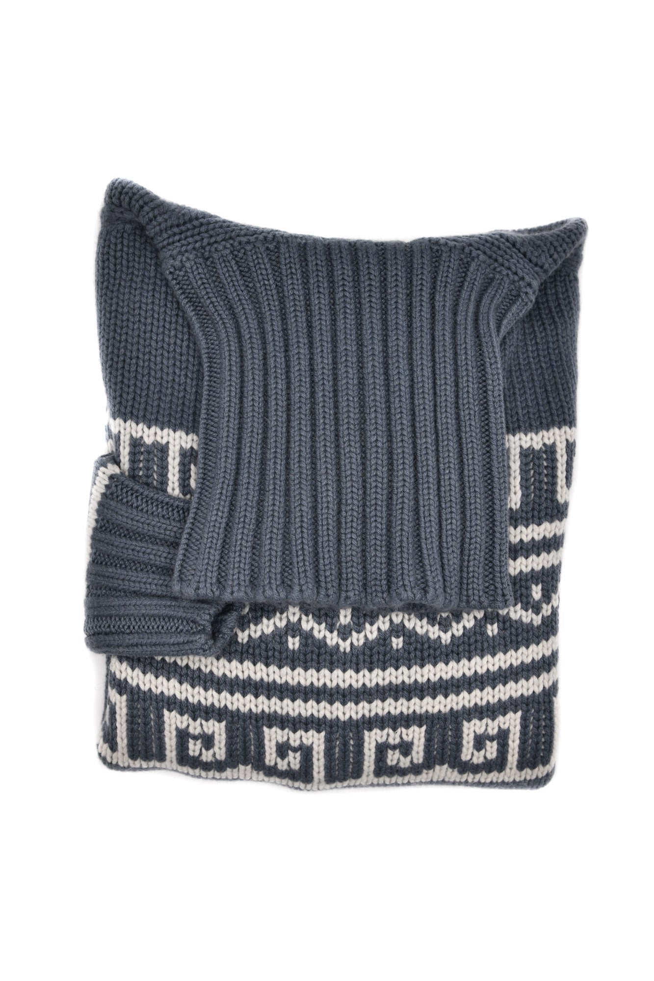 Manrico Cashmere Tribal Pattered Turtleneck Thick Knit Sweater