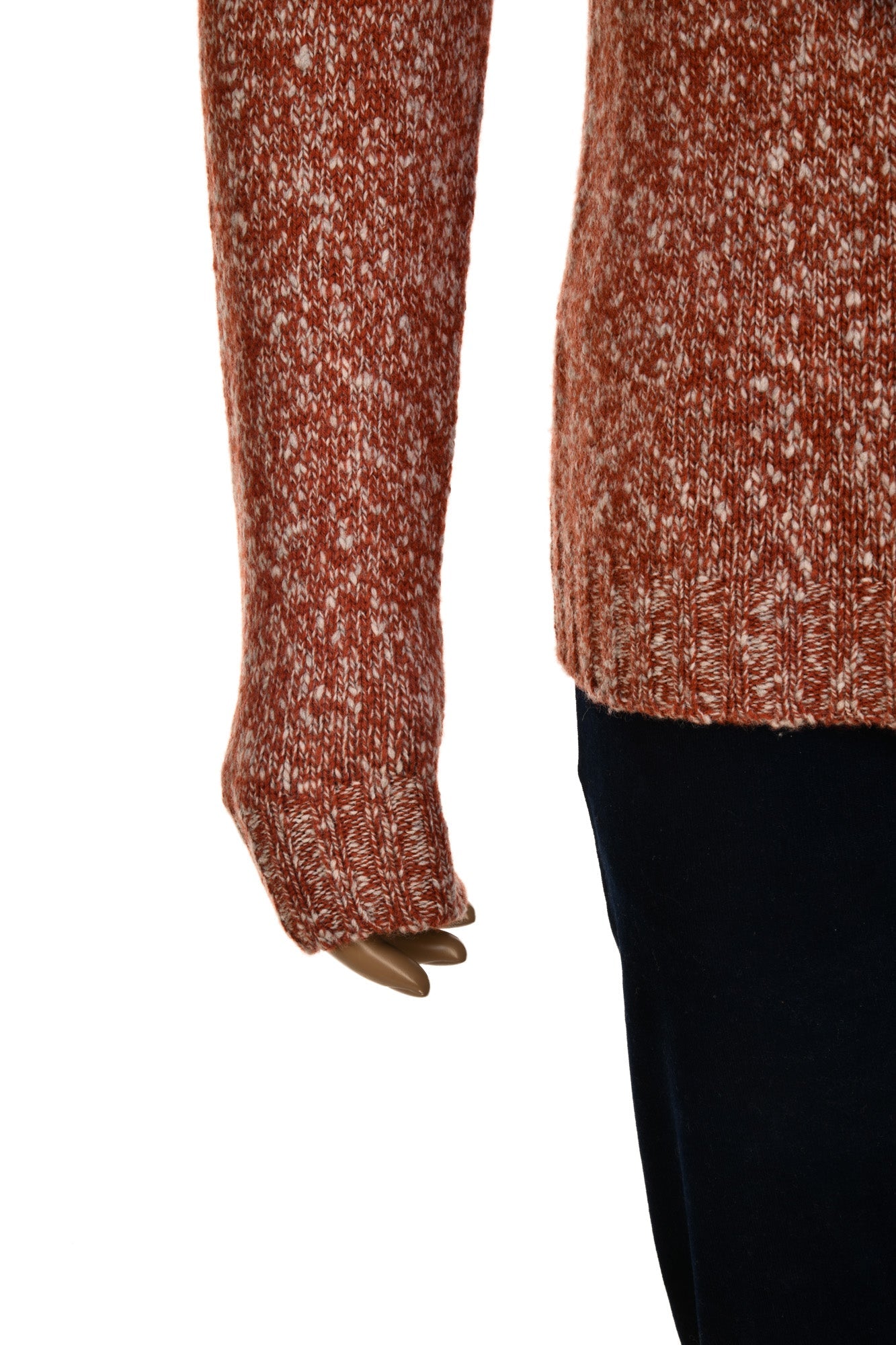 Fedeli Wool-Cashmere Marled Turtleneck Knit Quarter Button Up Sweater