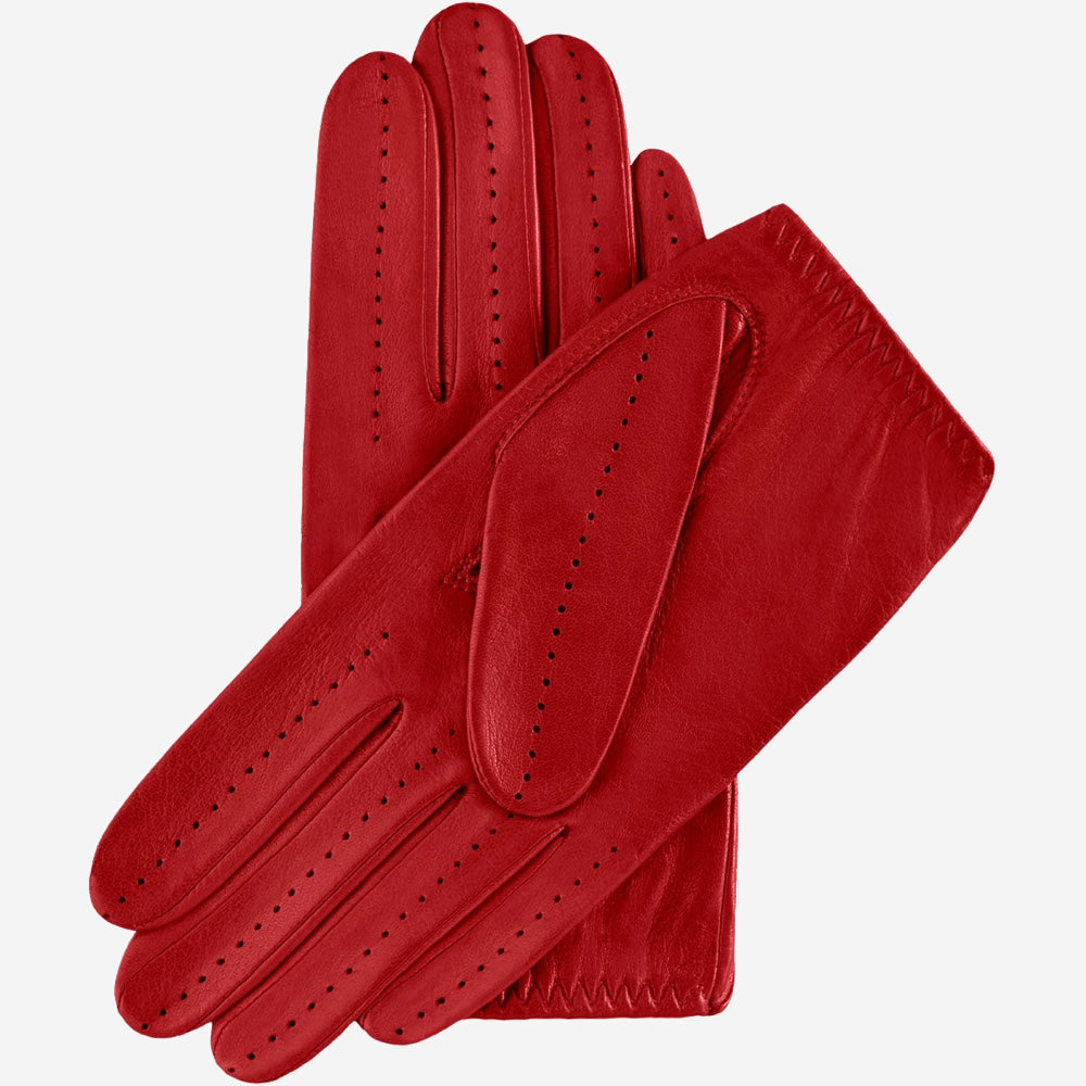 Alessa (red) - Classic Italian lambskin leather driving gloves