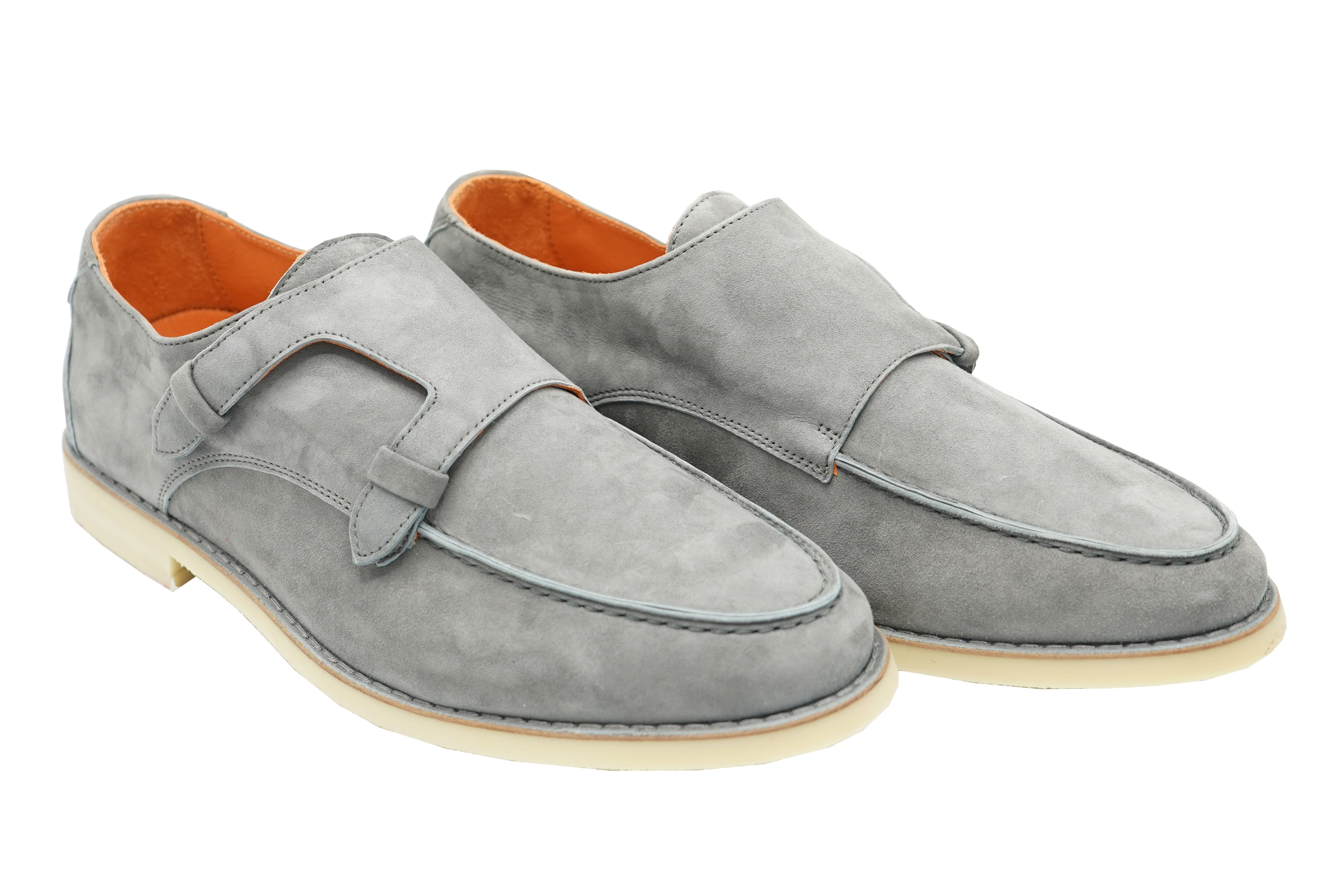 Andrea Ventura Master 2 Laces Solid Suede Elastic Monk Strap Slip-On Shoes