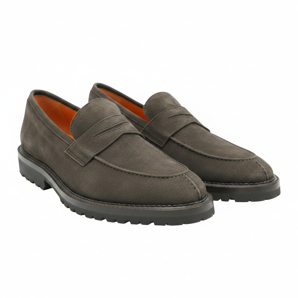 Andrea Ventura Norvegese Mocassino Adler Solid Suede Penny Loafers