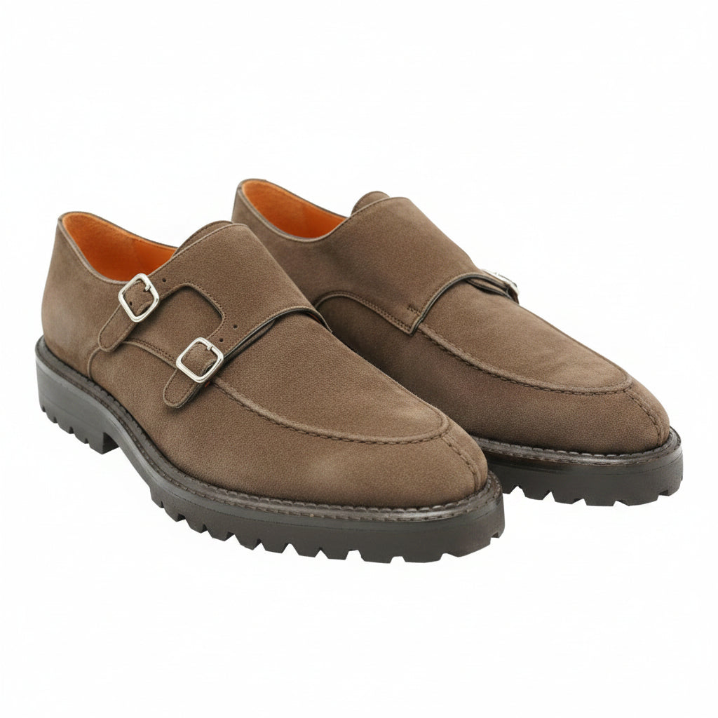 Andrea Ventura Norvegese Parigino Adler Suede Monk Strap Shoes