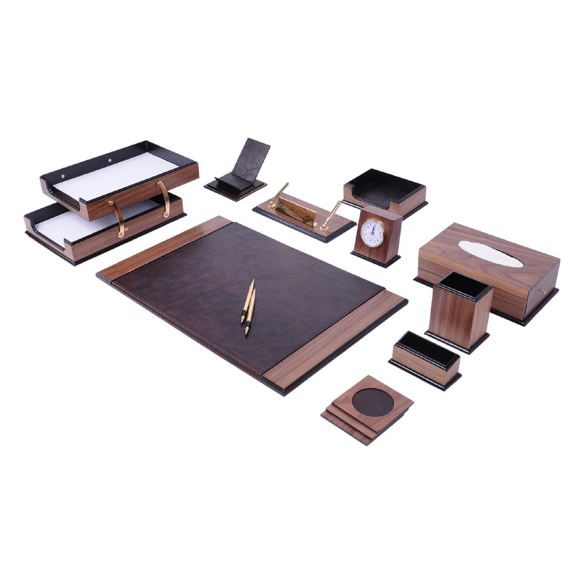 MOOG Prestige Wood Desk Set - Burgundy- 12PCS
